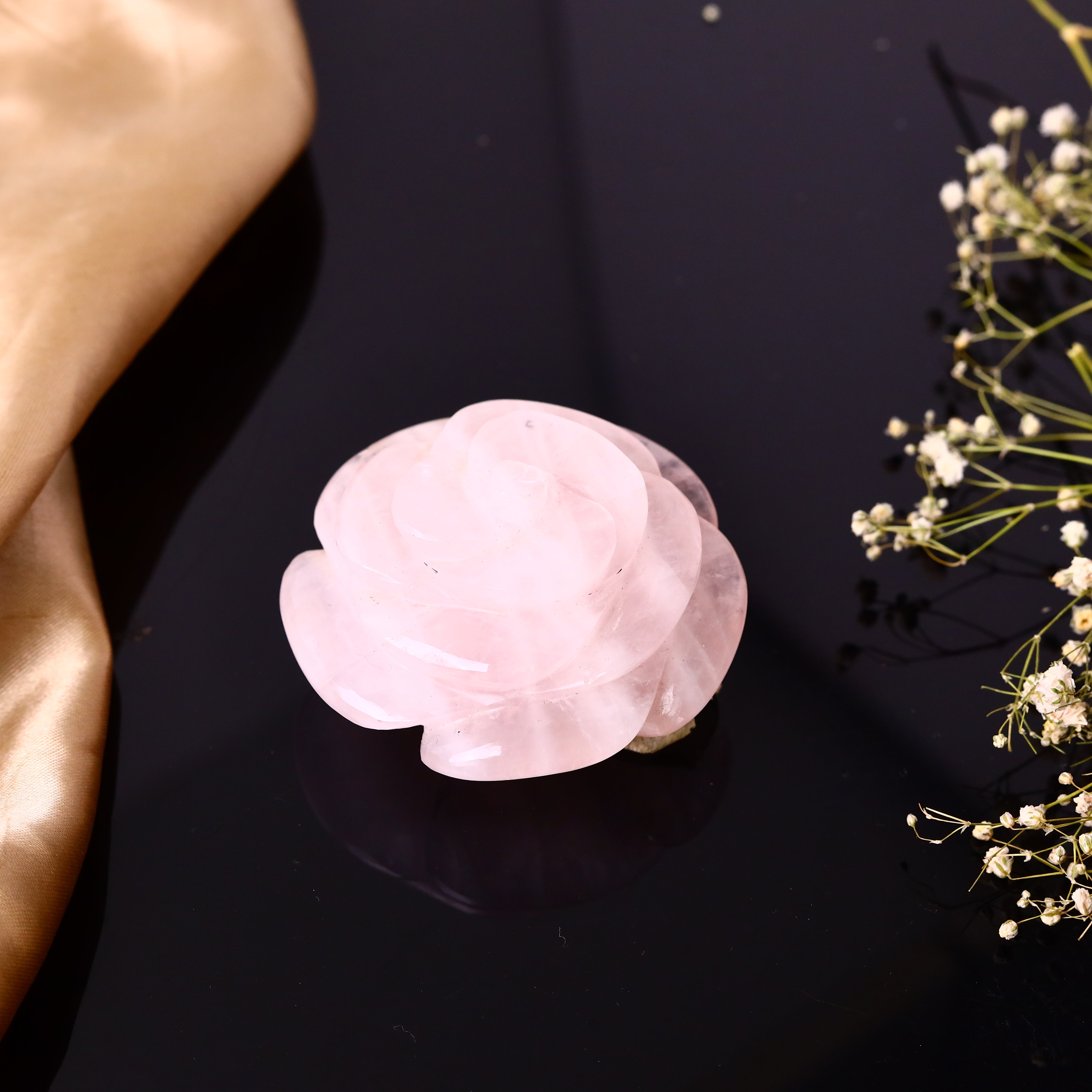 Rose Quartz Rose Carving 145g