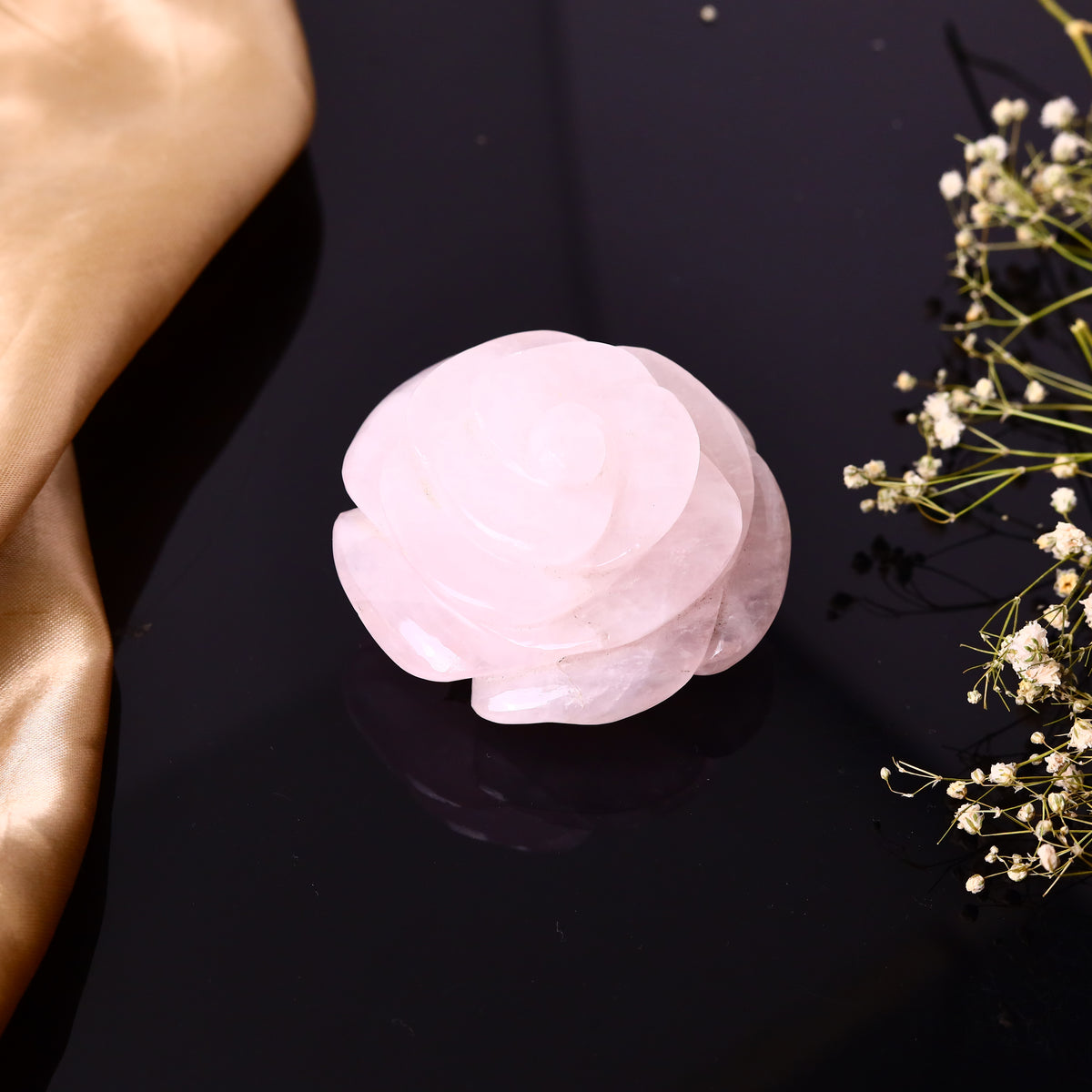 Rose Quartz Rose Carving 153g