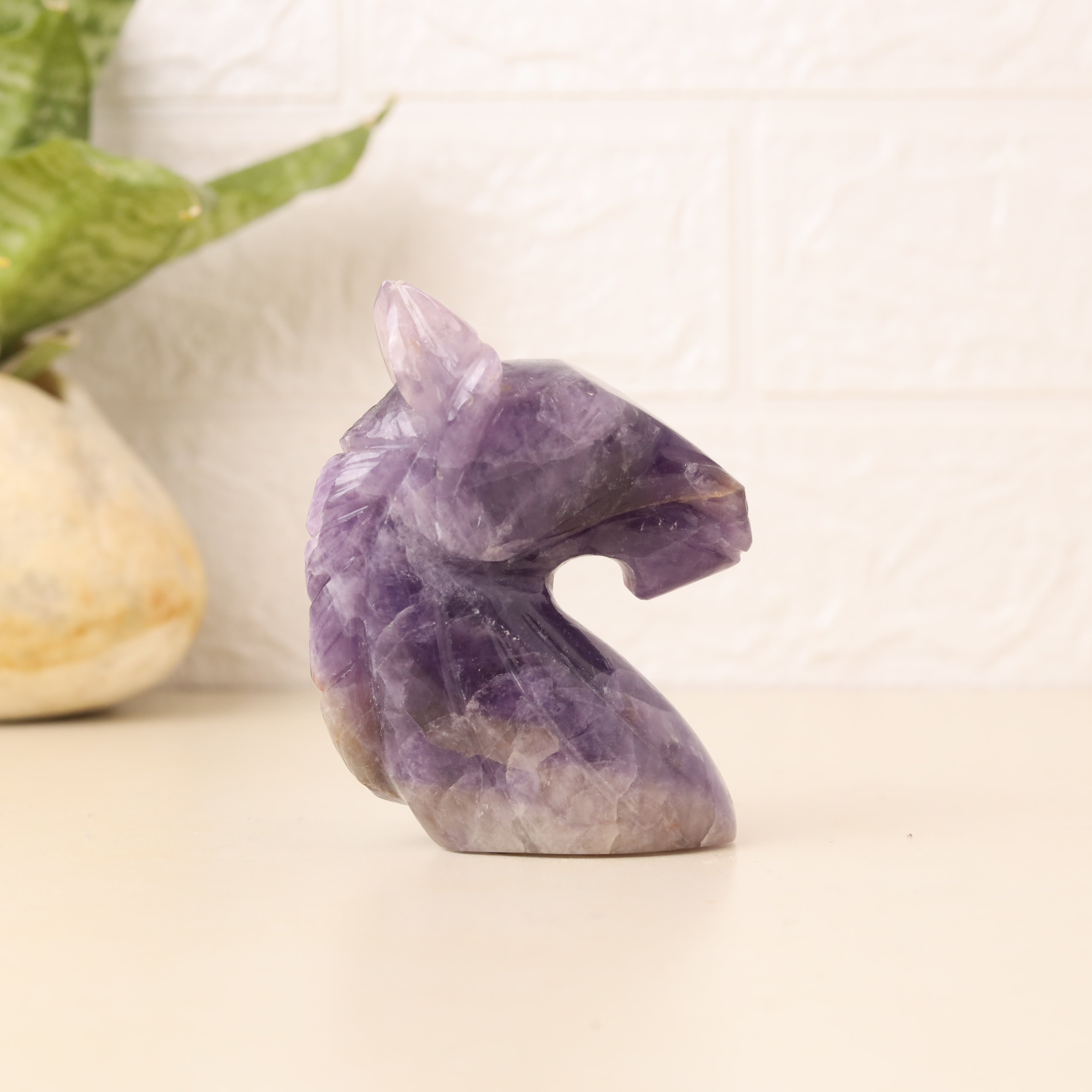 Natural Amethyst Horse Hand Carved Sculpture Figurine 224g
