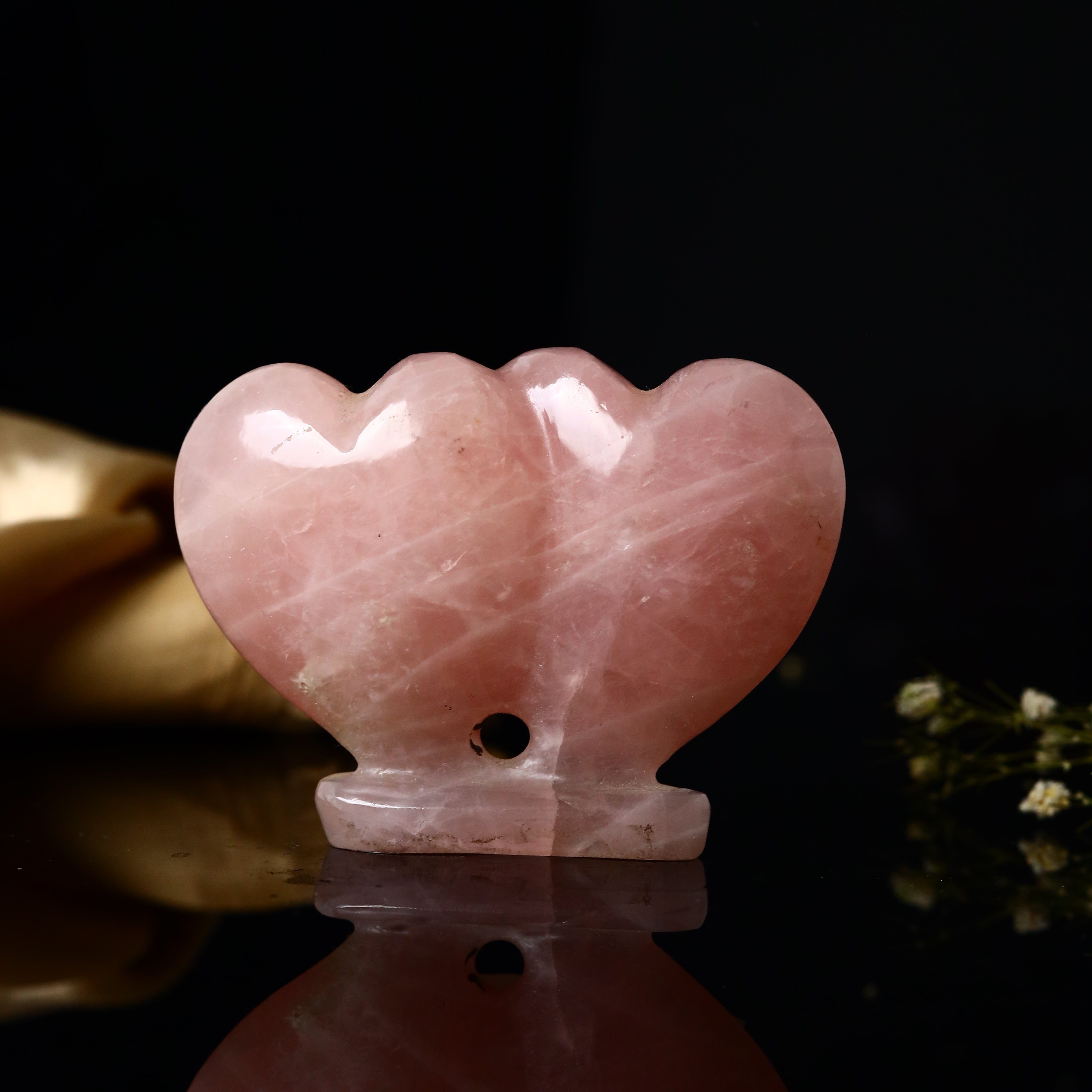 Rose Quartz Hearts for Twin Heart 128g