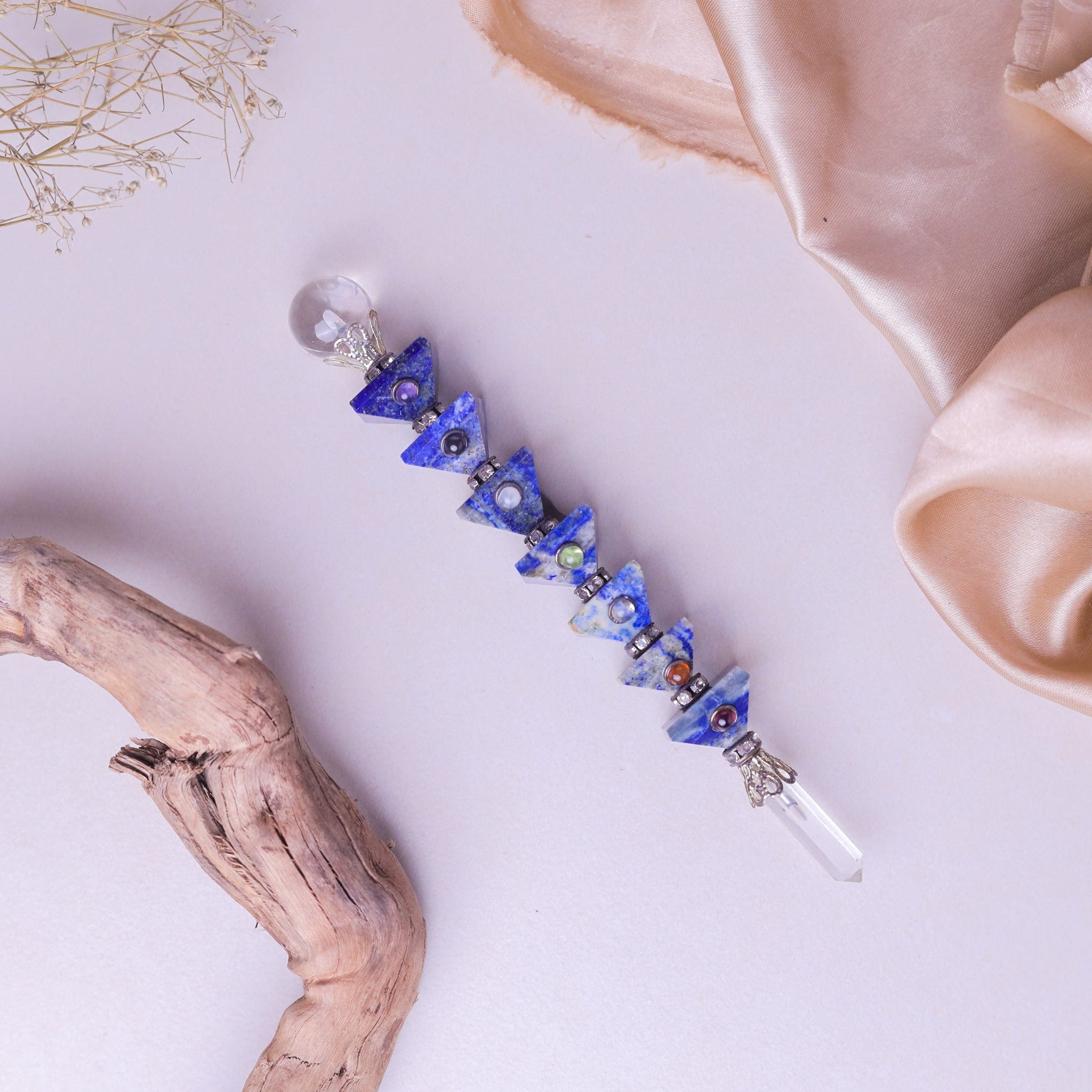 NATURAL LAPIS LAZULI PYRAMID REIKI STICK