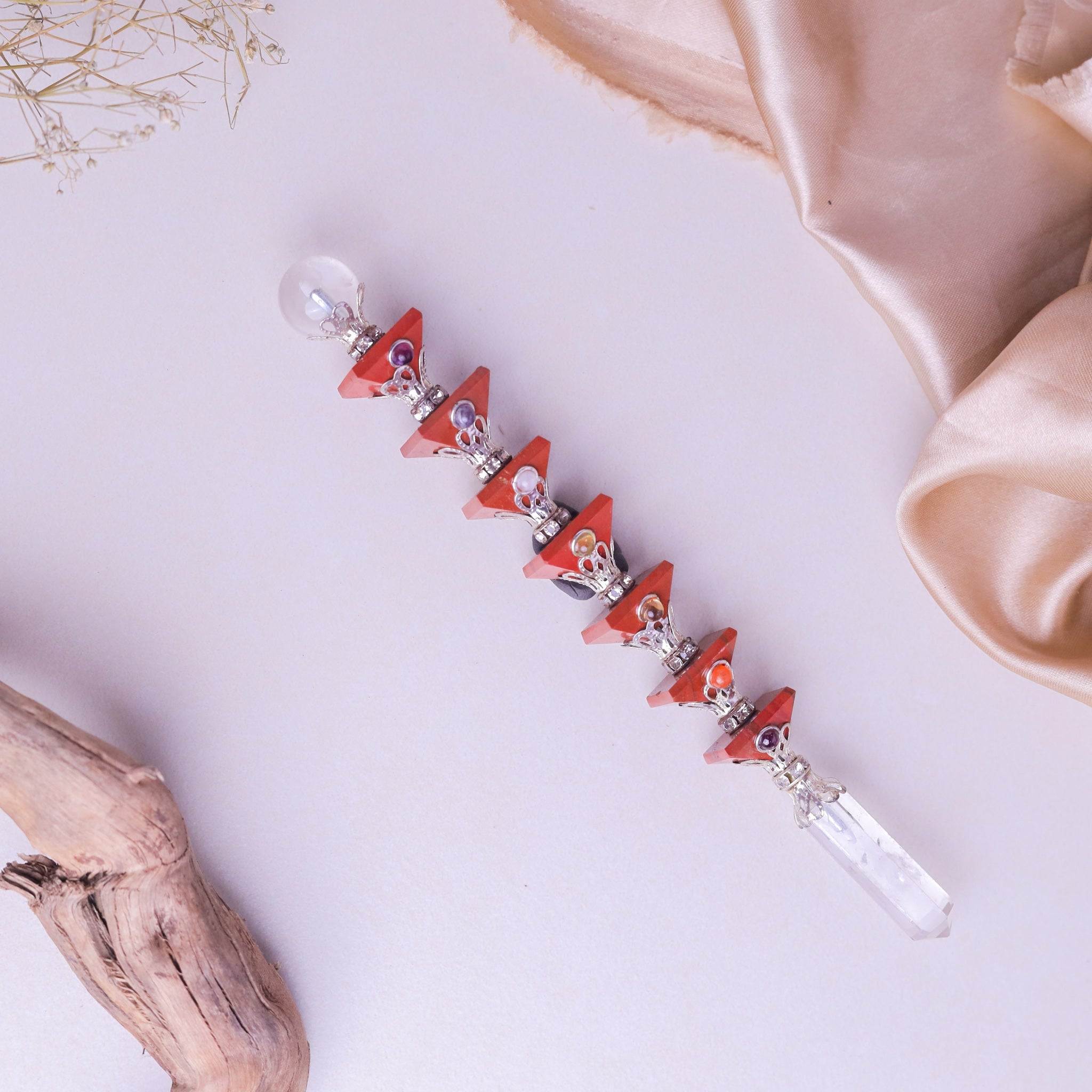 NATURAL RED JASPER PYRAMID REIKI STICK