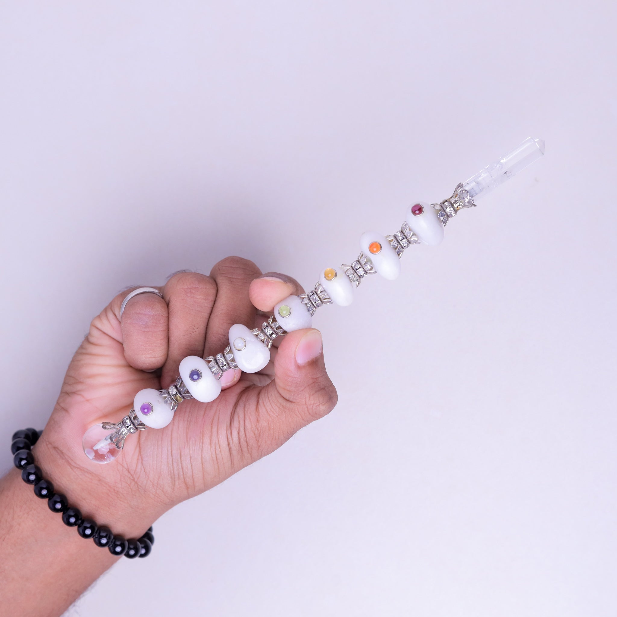 NATURAL WHITE AGATE TUMBLE REIKI STICK