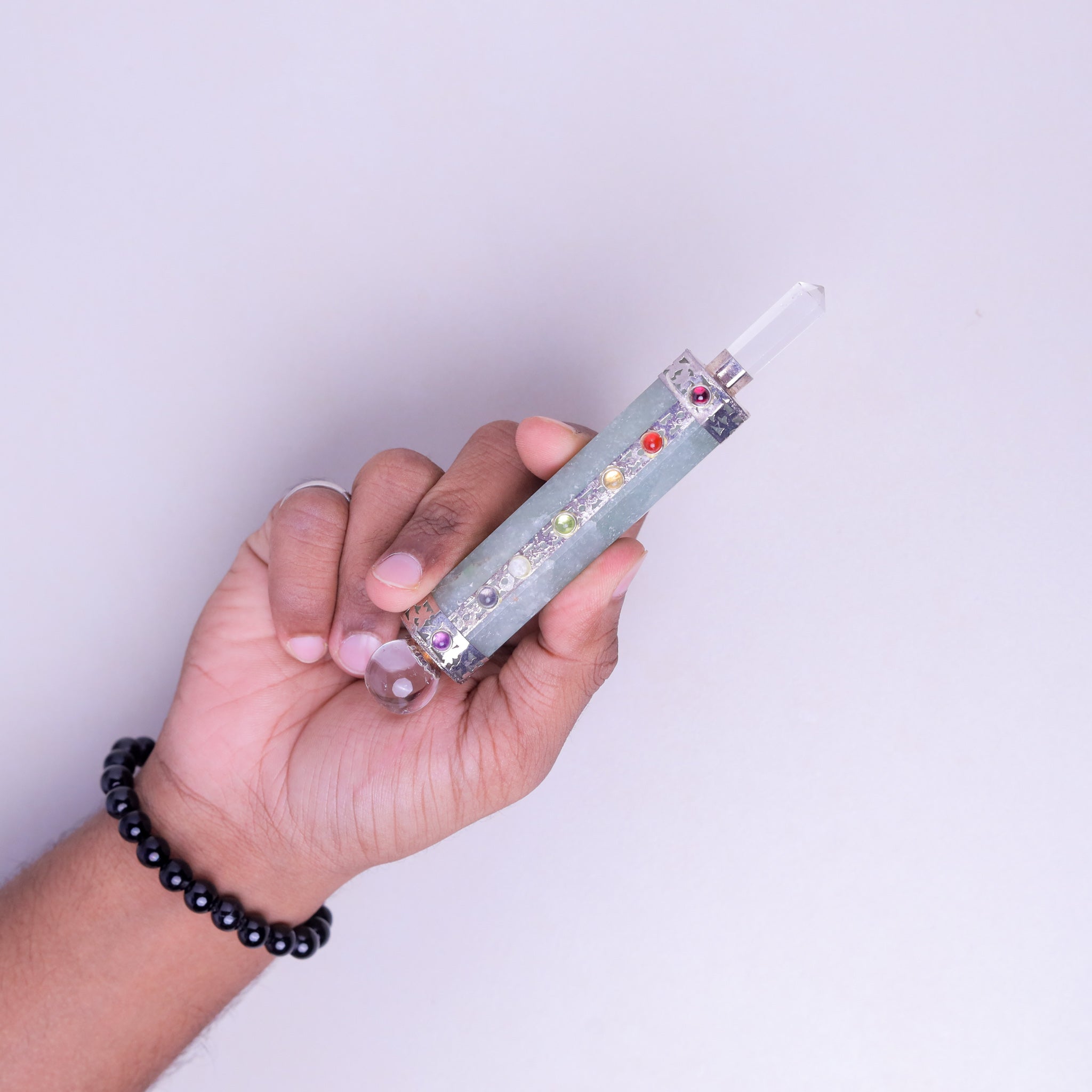 NATURAL GREEN AVENTURINE ROUND REIKI STICK