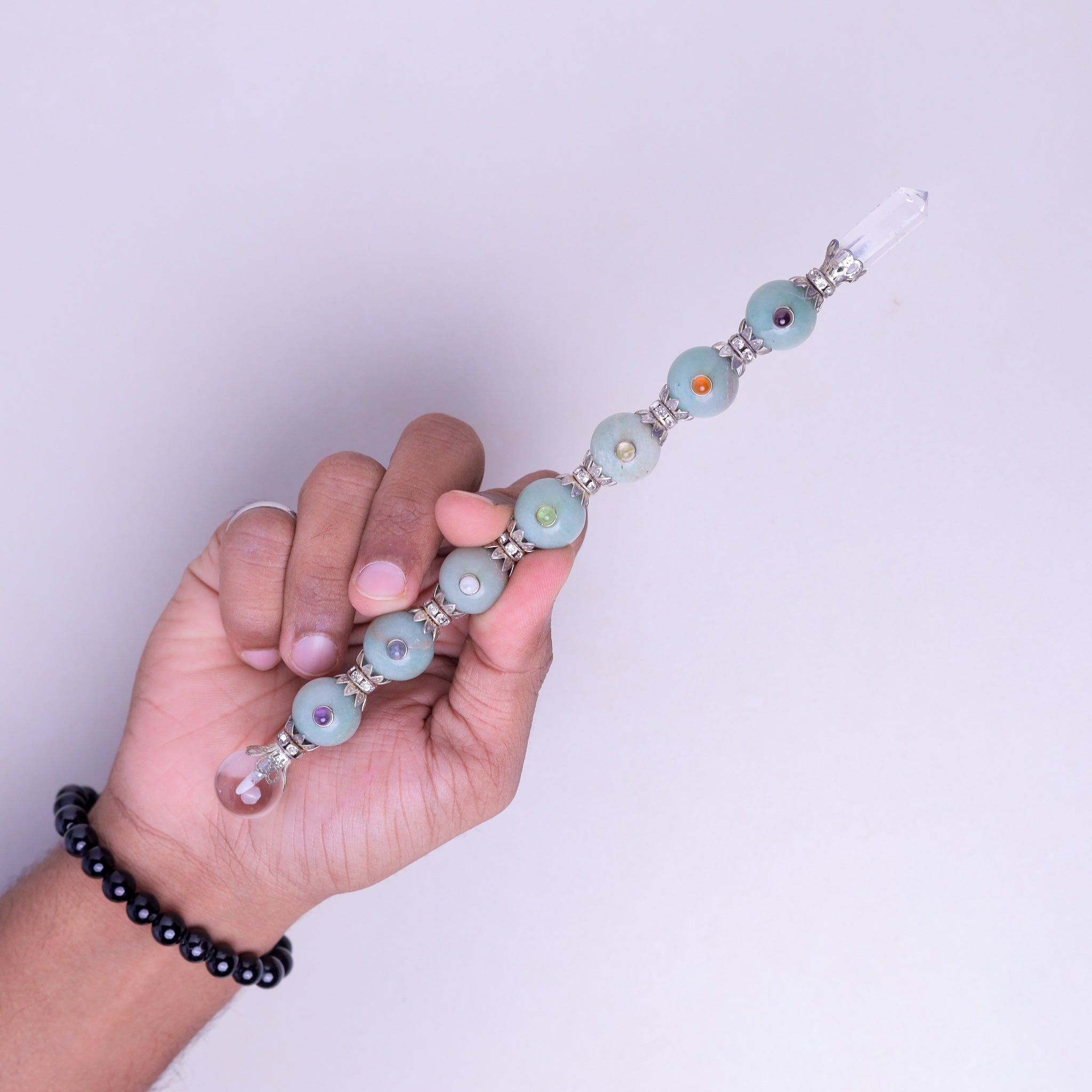 NATURAL GREEN AVENTURINE BALL REIKI STICK