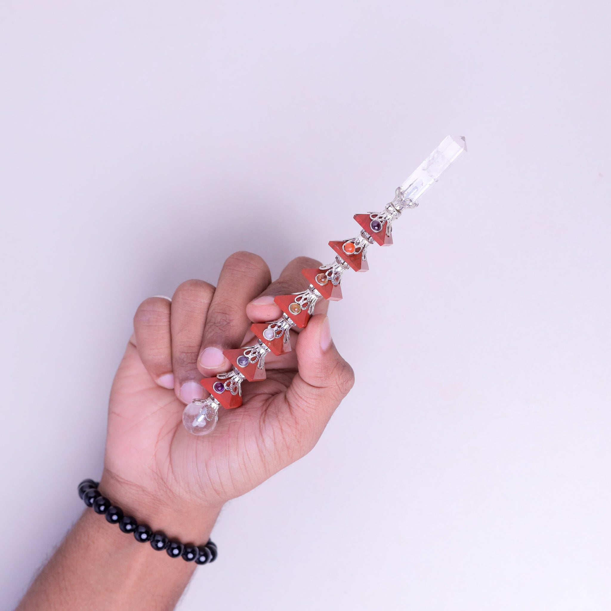 NATURAL RED JASPER PYRAMID REIKI STICK
