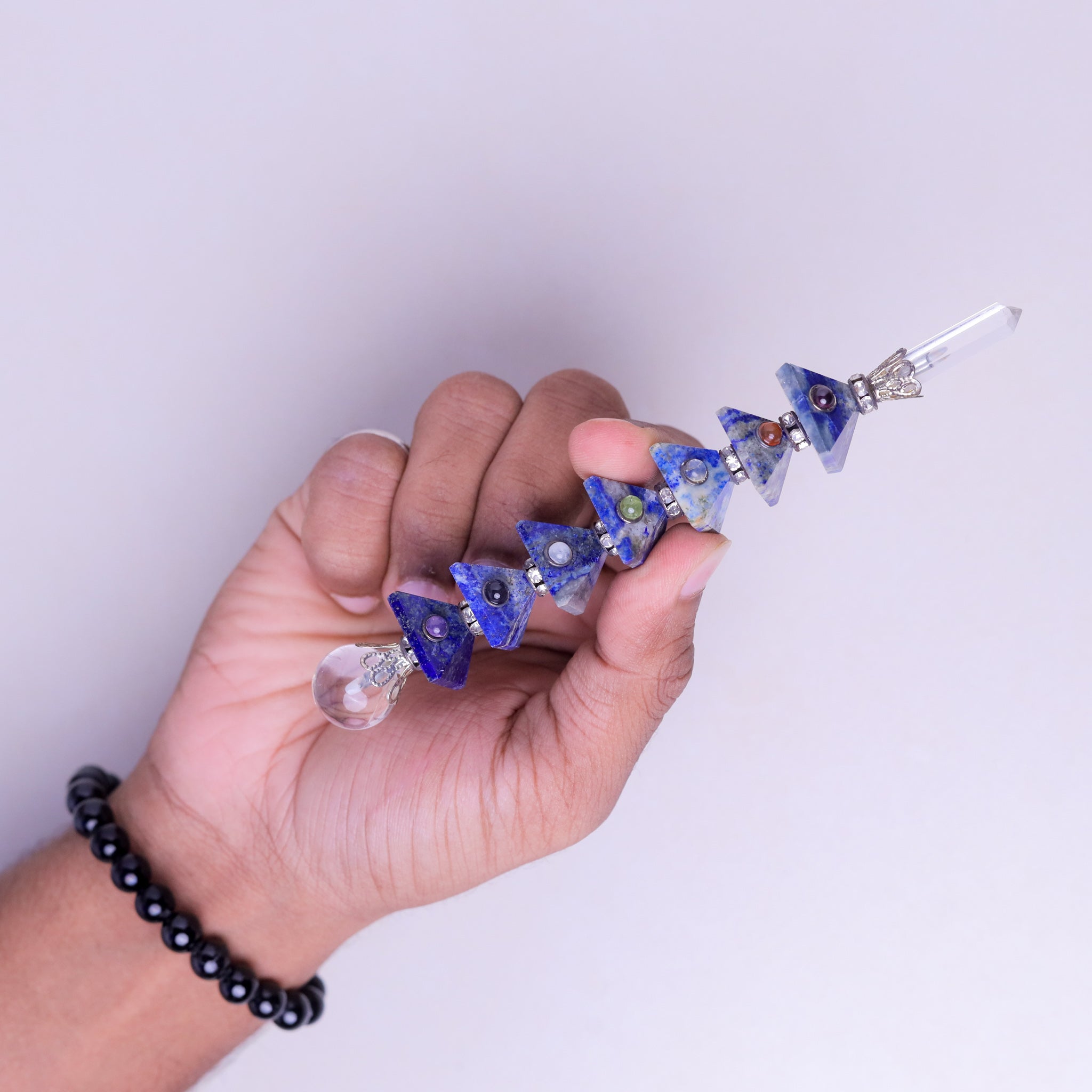 NATURAL LAPIS LAZULI PYRAMID REIKI STICK