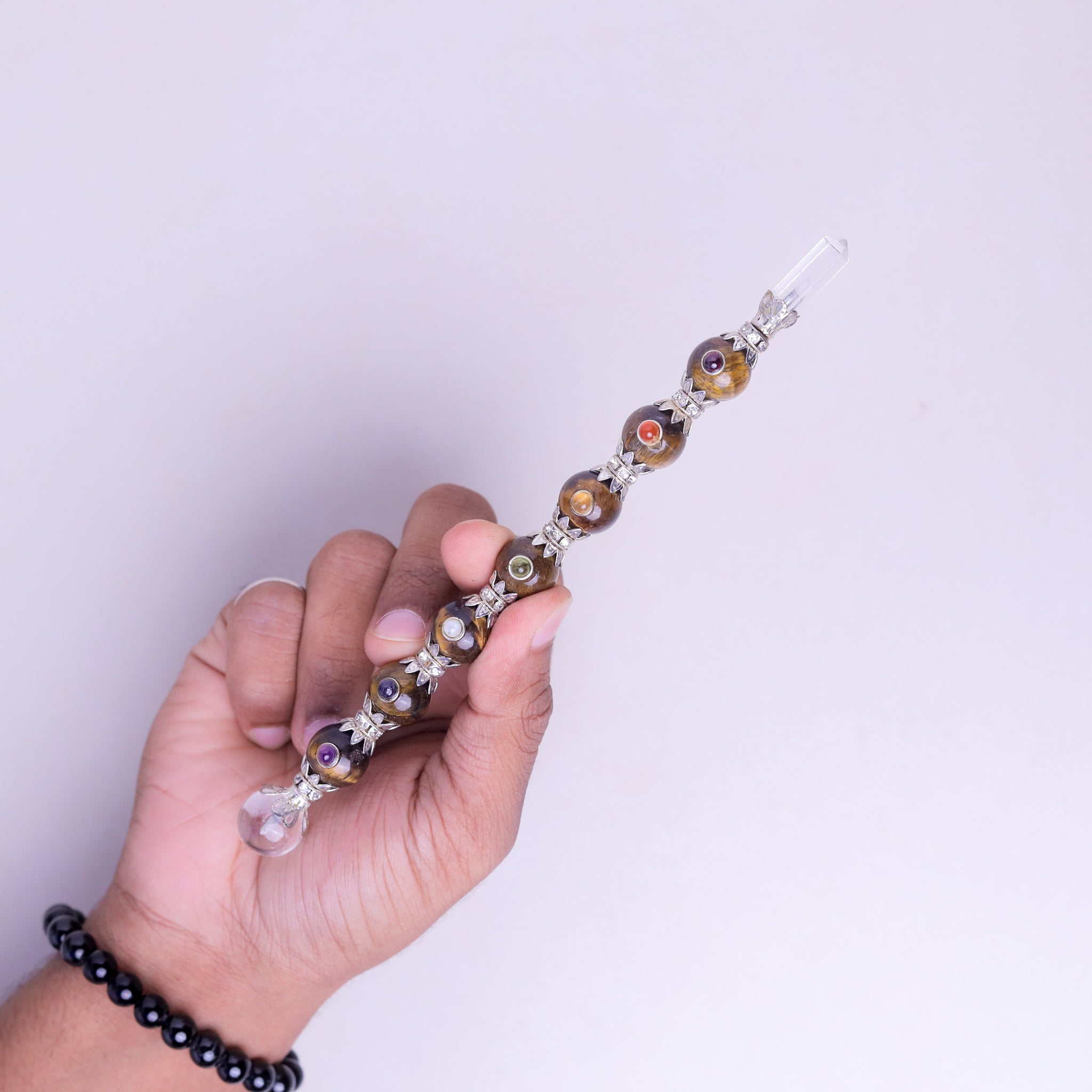 NATURAL TIGER EYE BALL REIKI STICK