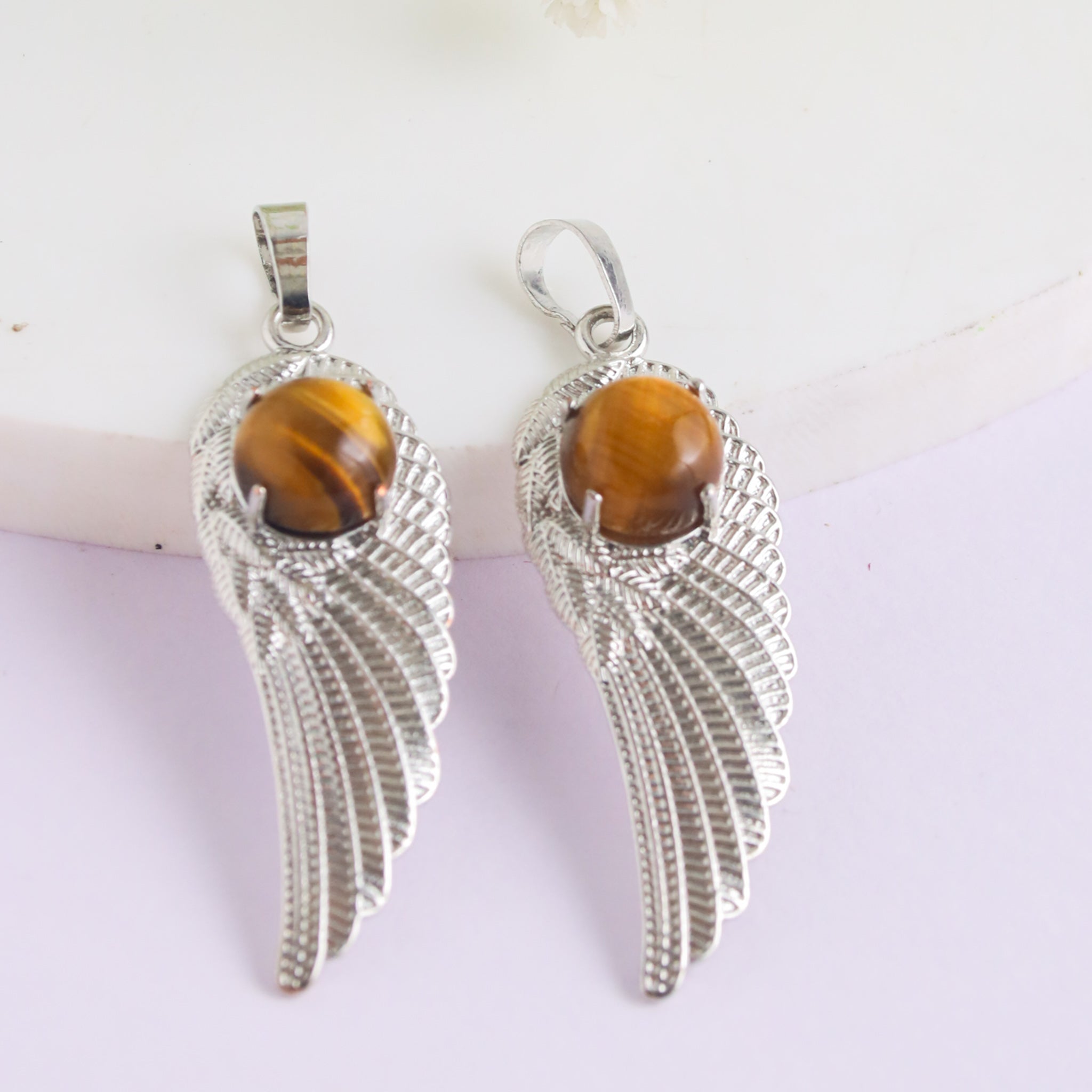 Natural Tiger Eye Wing Shape Pendant