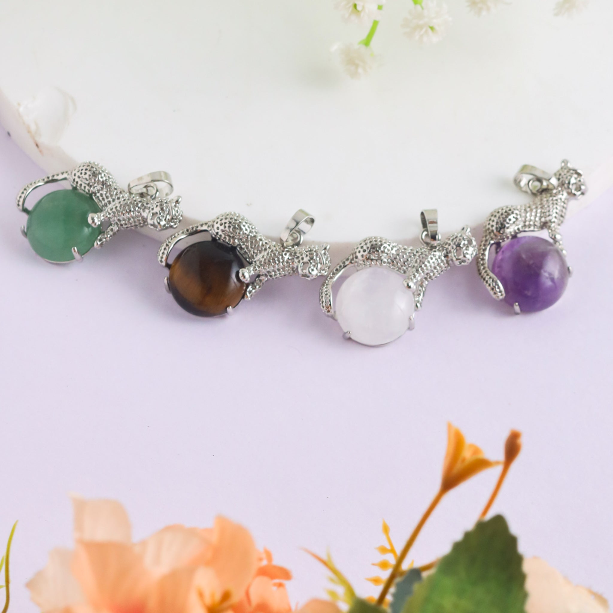Hand Shape Pendant With Natural Crystals