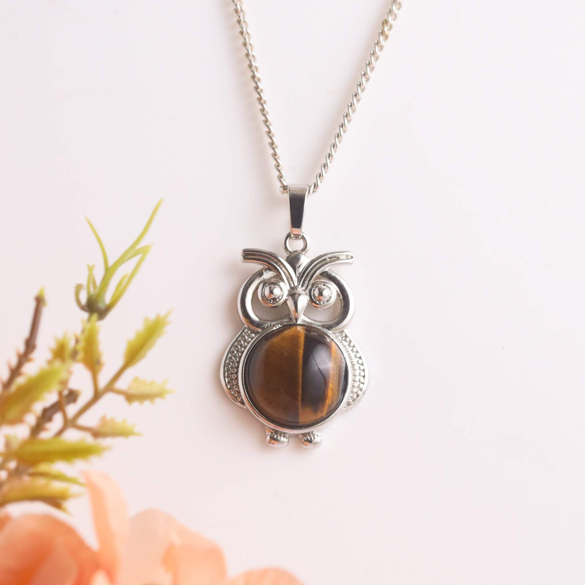 Owl Shape Pendant With Natural Crystals