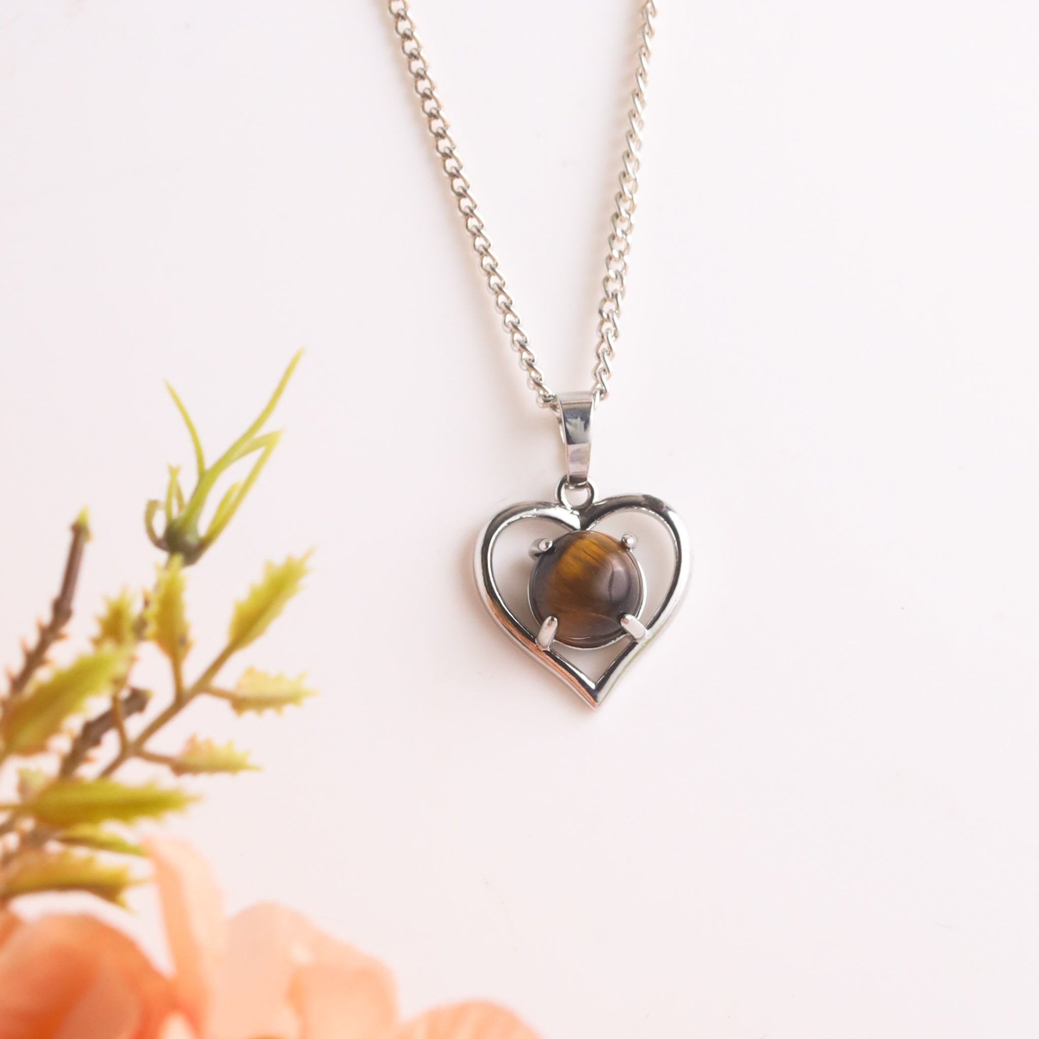 Heart  Shape Pendant With Natural Crystals