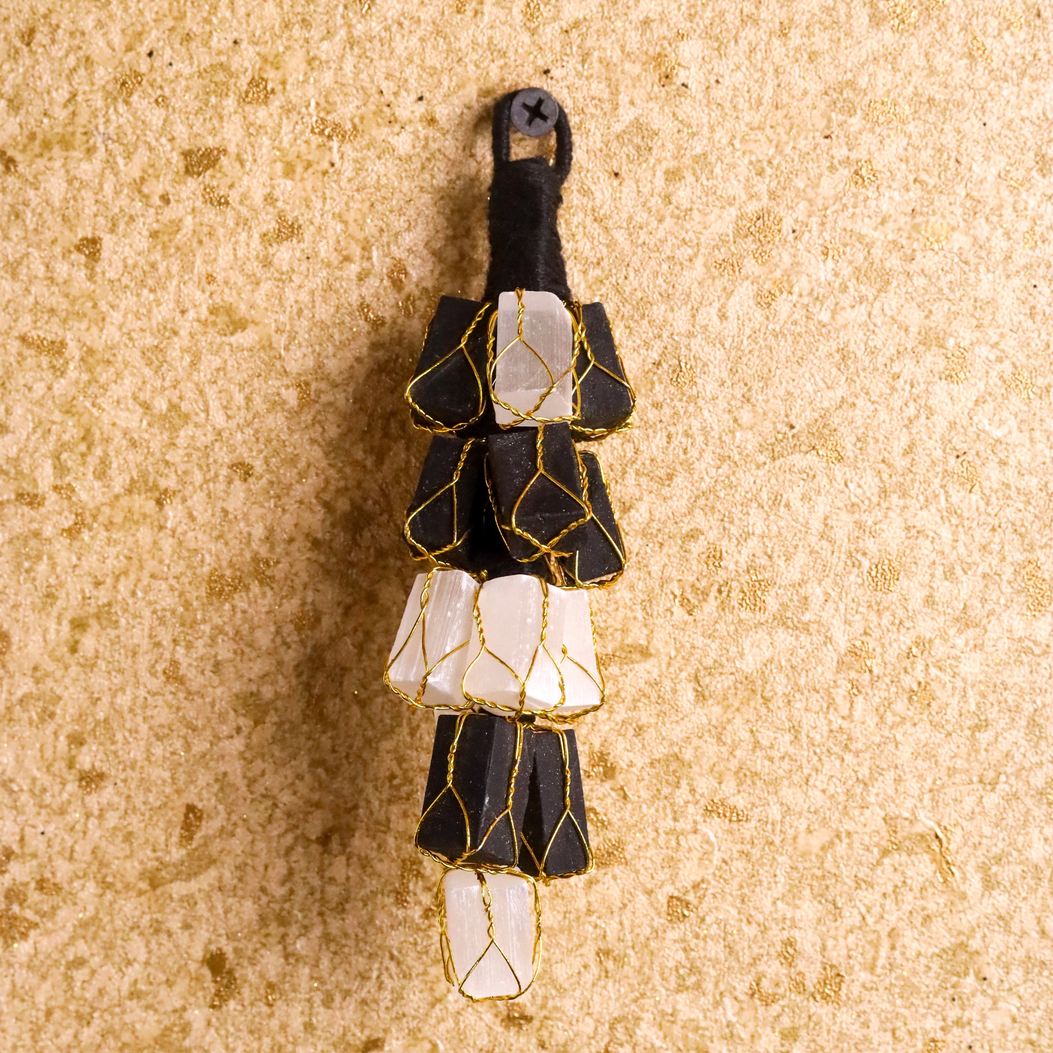 Natural Black Tourmaline & Selenite Hanger
