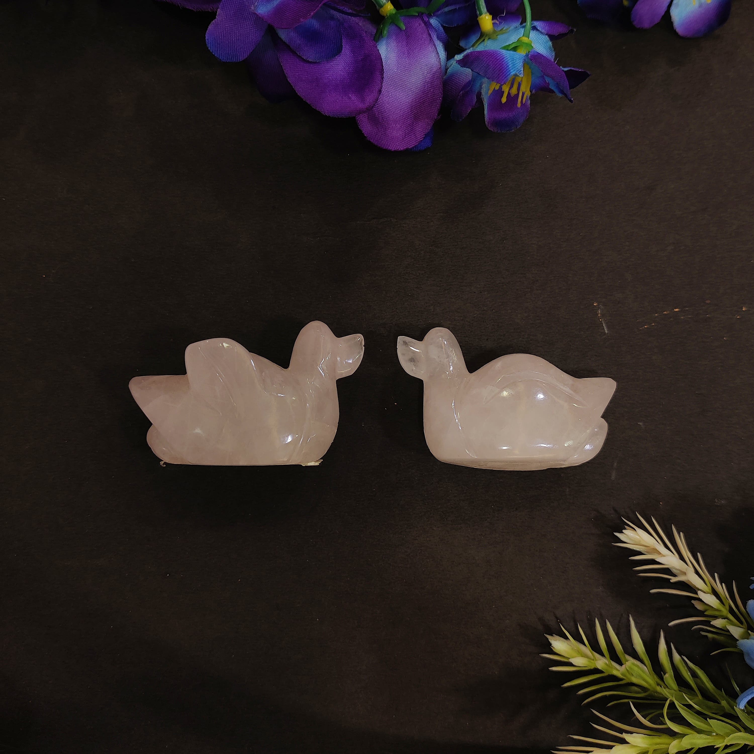 Rose Quartz Duck Pair Set | 3