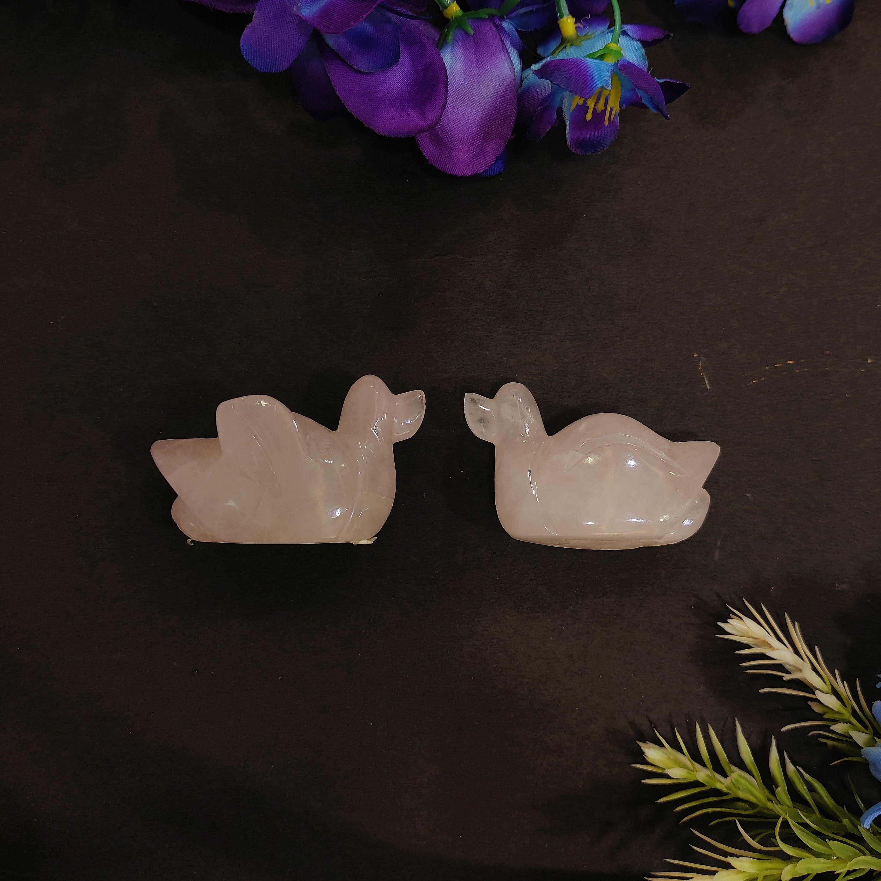 Rose Quartz duck pair Set | 4