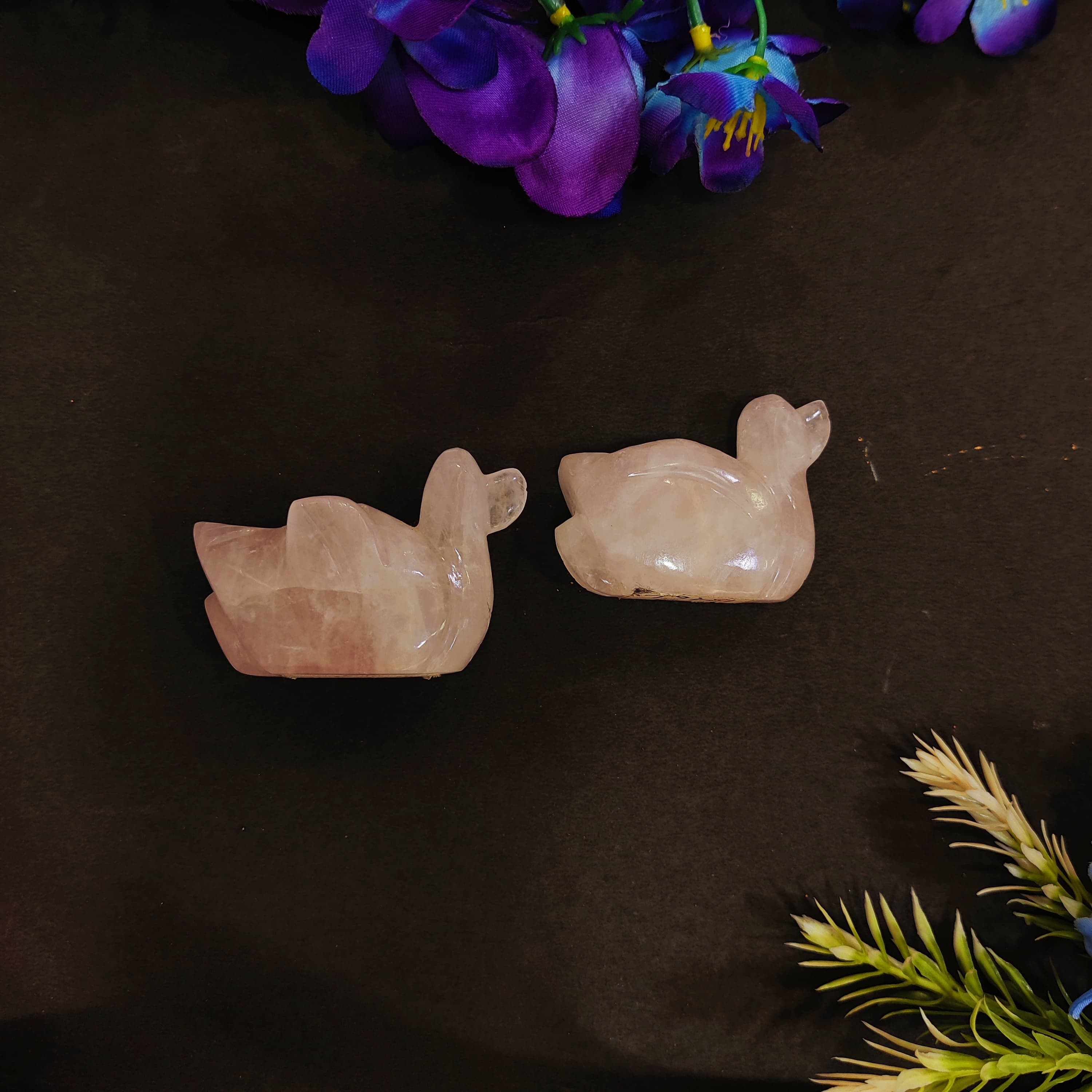 Rose Quartz Duck Pair Set | 1