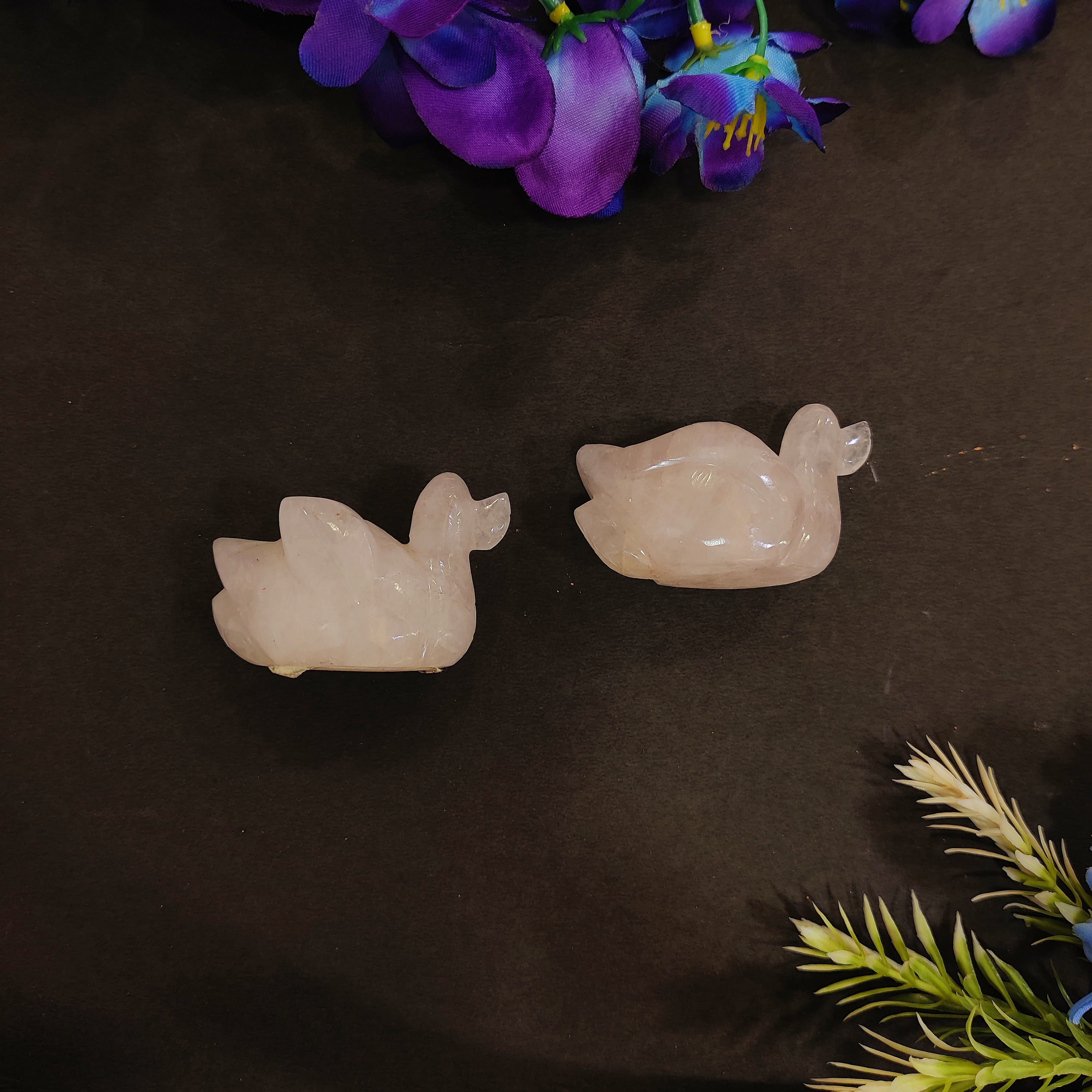Rose Quartz Duck Pair Set | 2