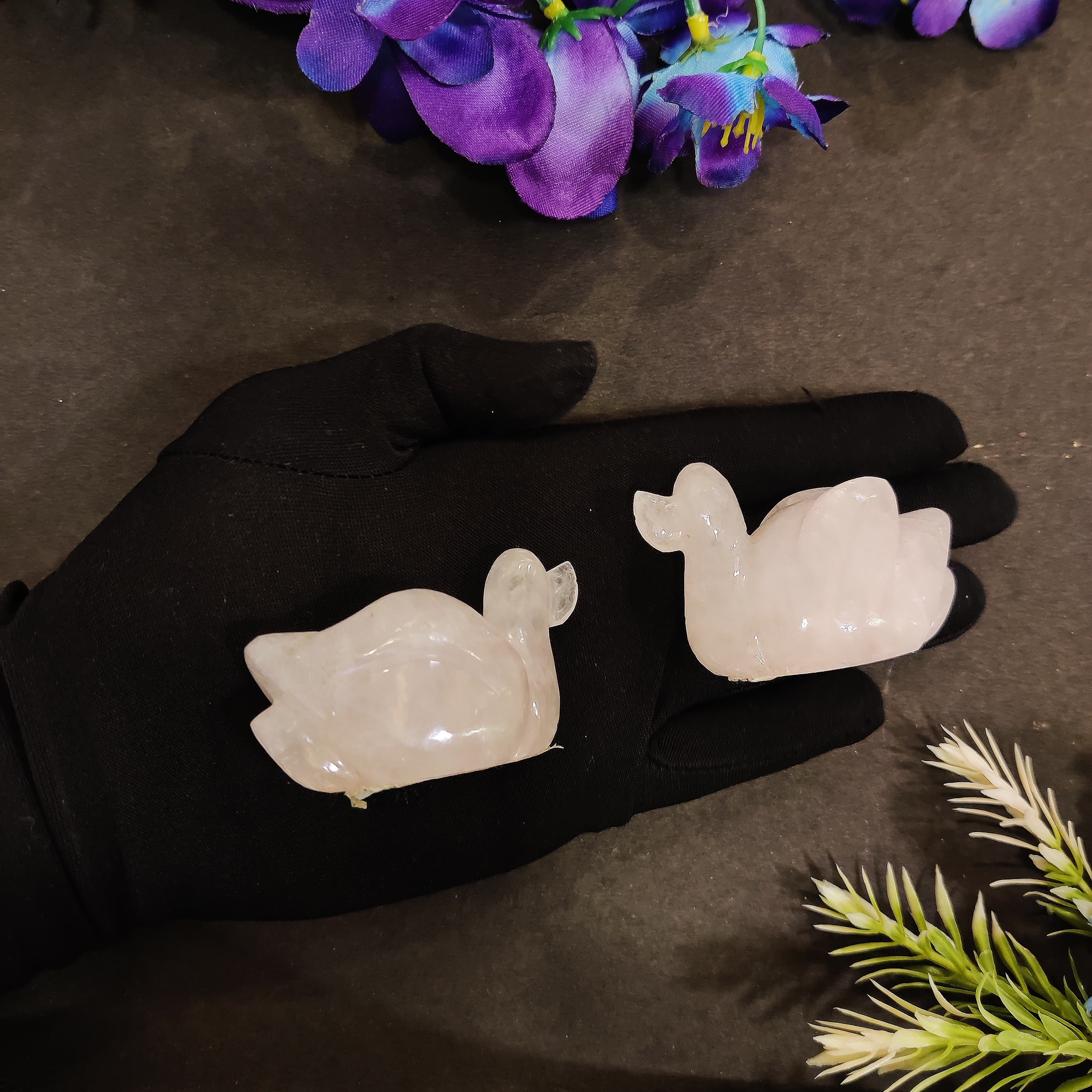 Rose Quartz Duck Pair Set | 2