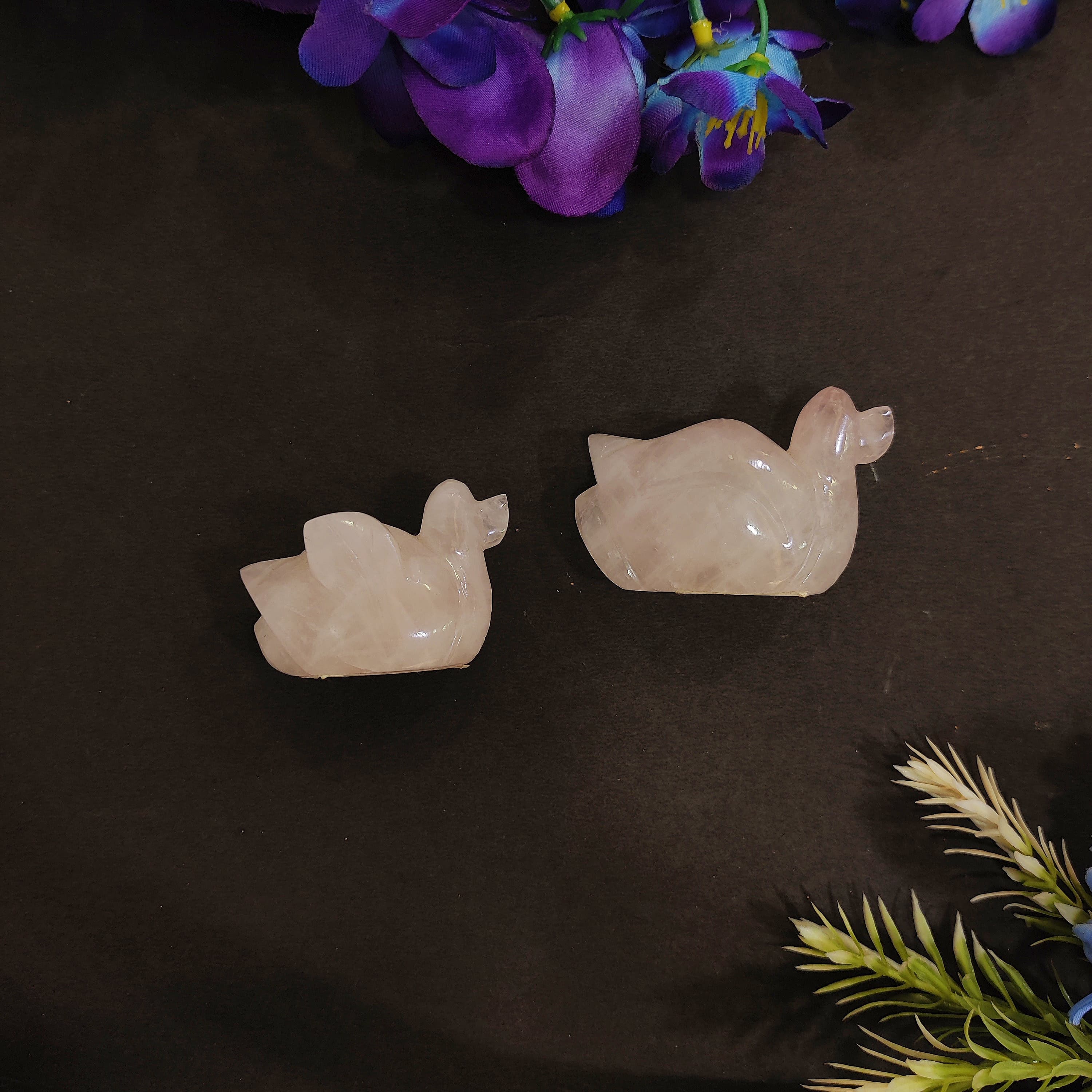 Rose Quartz Duck Pair Set | 3