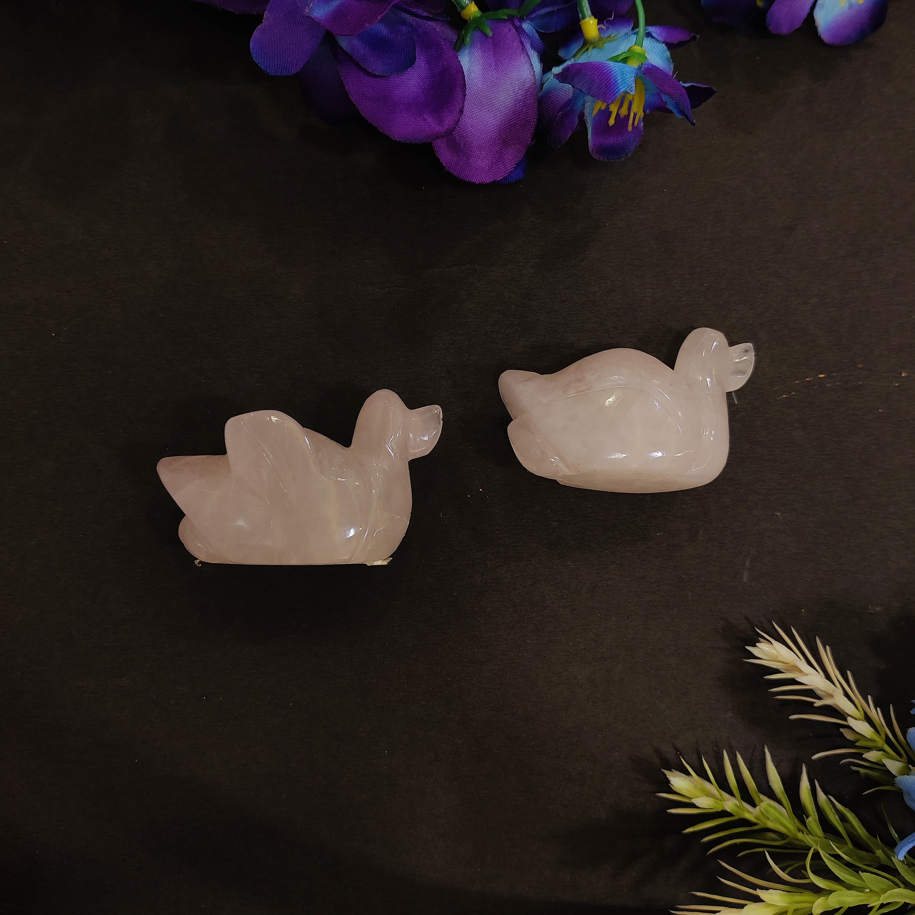 Rose Quartz duck pair Set | 4