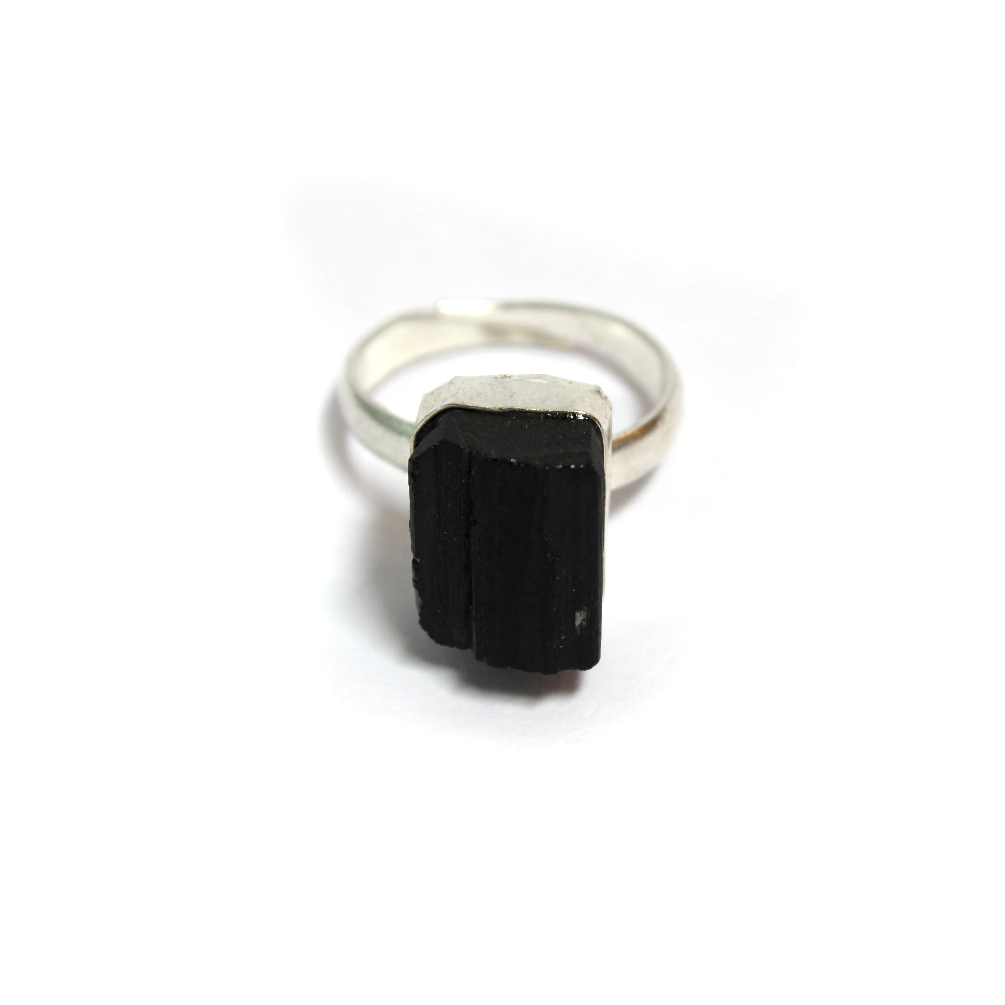 Natural Black Tourmaline Ring Side Angle – Raw Protection Stone | Bellarosa Gems