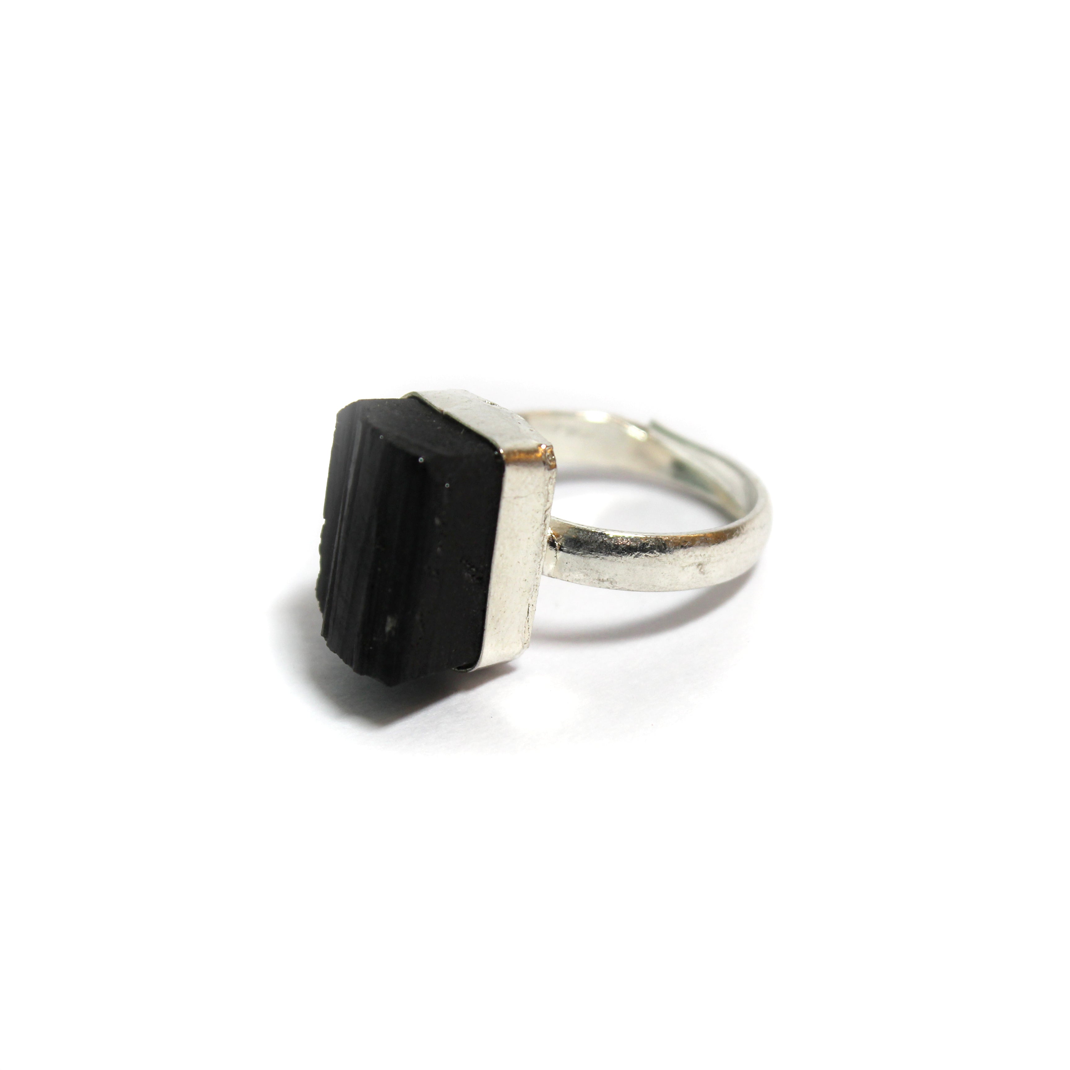 Natural Black Tourmaline Ring Worn on Hand – Protection Crystal Ring | Bellarosa Gems