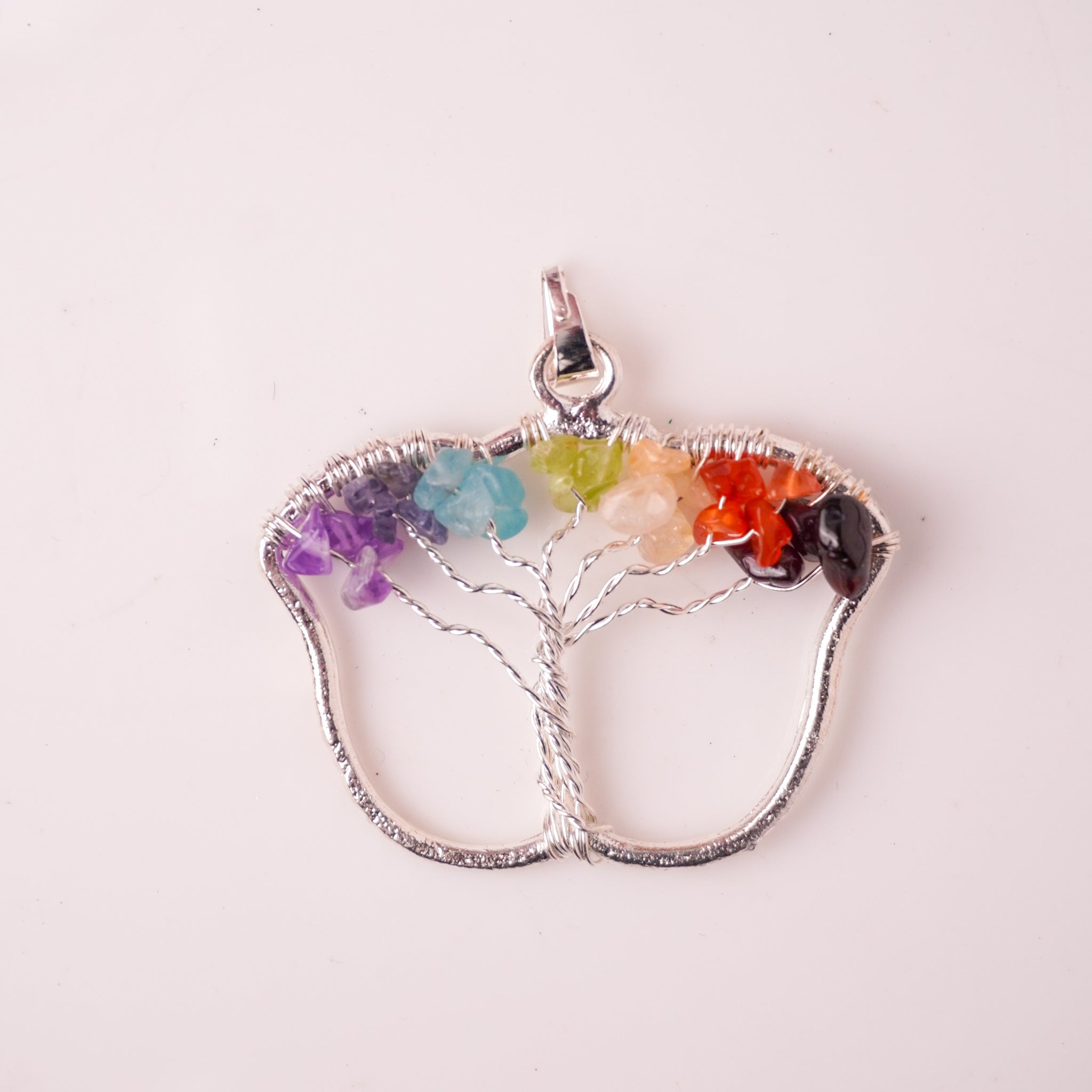 Natural 7 Chakra Tree of Life Pendant Oval Shape – Crystal Jewellery