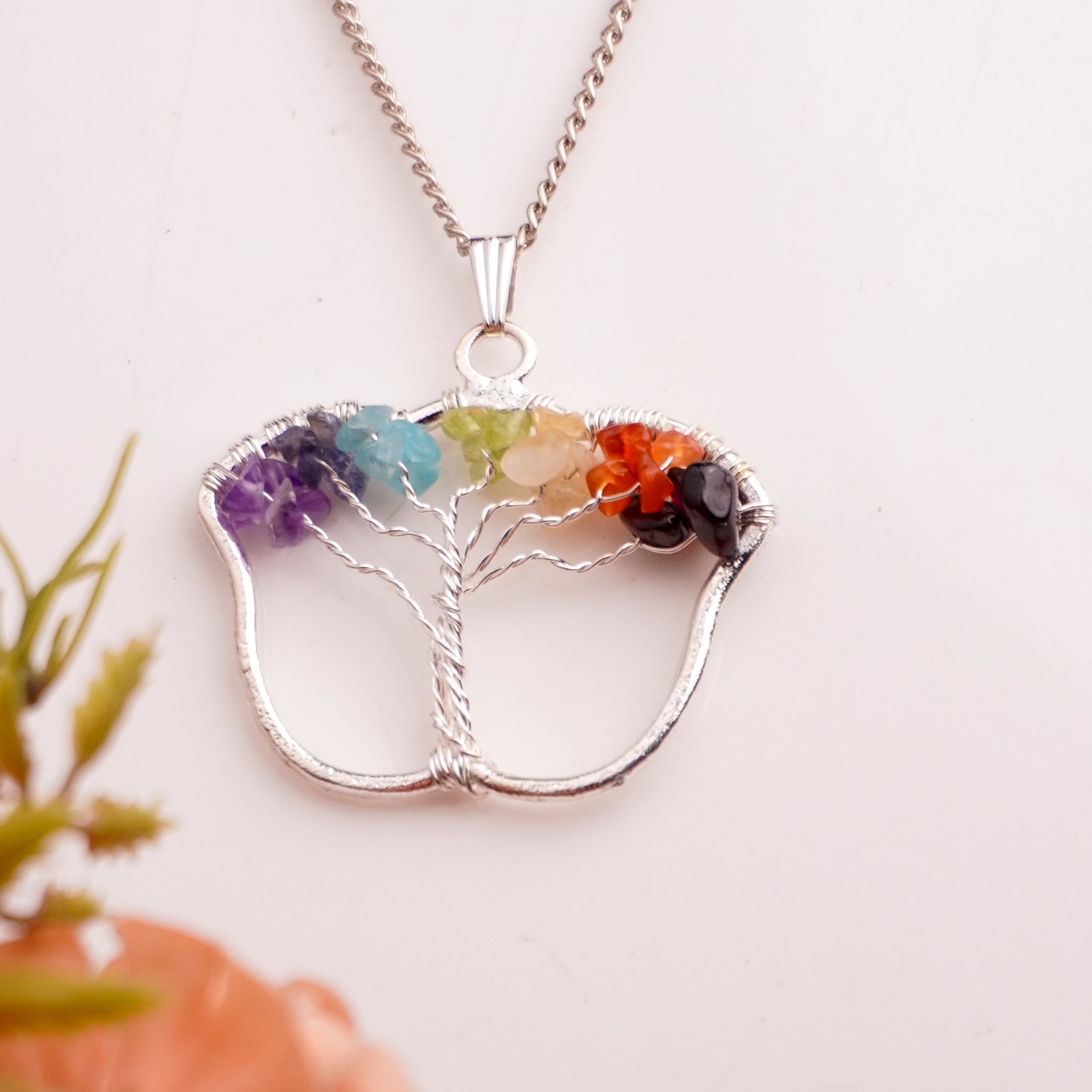 Natural 7 Chakra Tree of Life Pendant Styled Shot – Certified