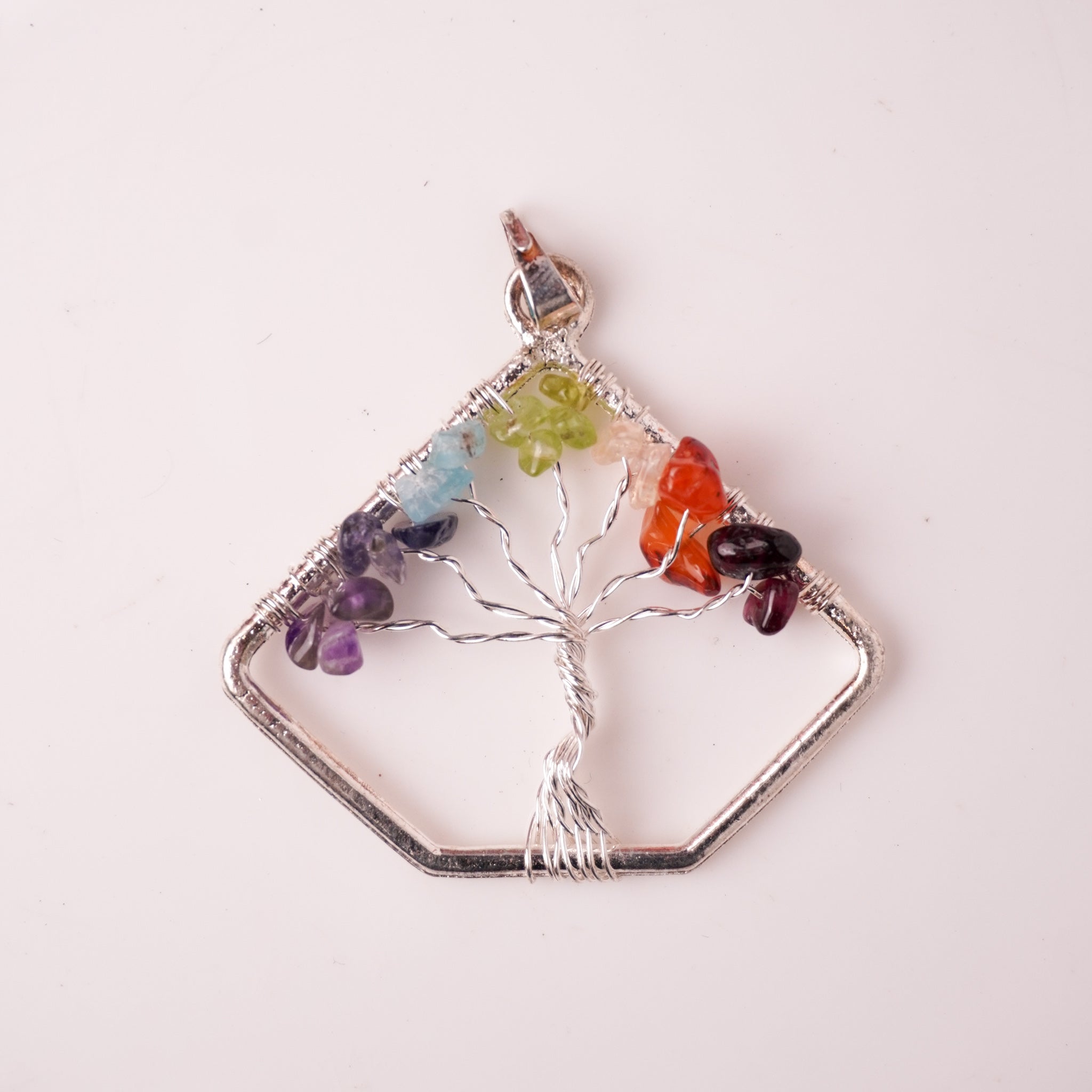 Natural 7 Chakra Tree of Life Pendant Triangle Shape – Bellarosa Gems Surat