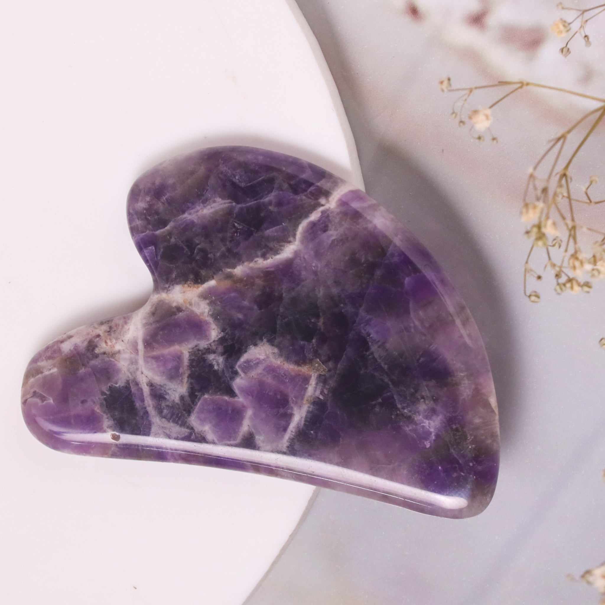 Natural Amethyst Gua Sha – Purple Crystal Face Massage Tool