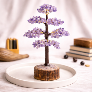 Natural Amethyst Crystal Tree Side Angle – Purple Stone Tree | Bellarosa Gems