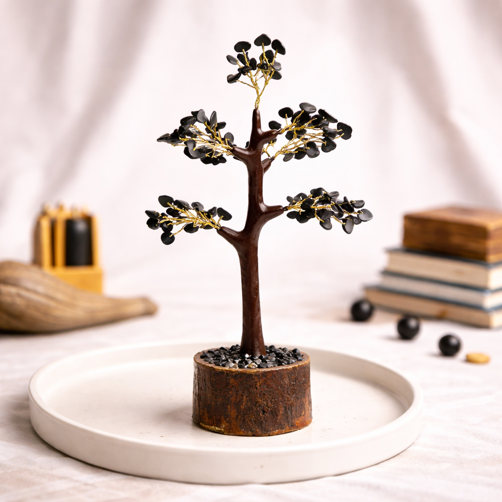 Natural Black Agate Tree Close Up – Genuine Black Crystal Beads | Bellarosa Gems