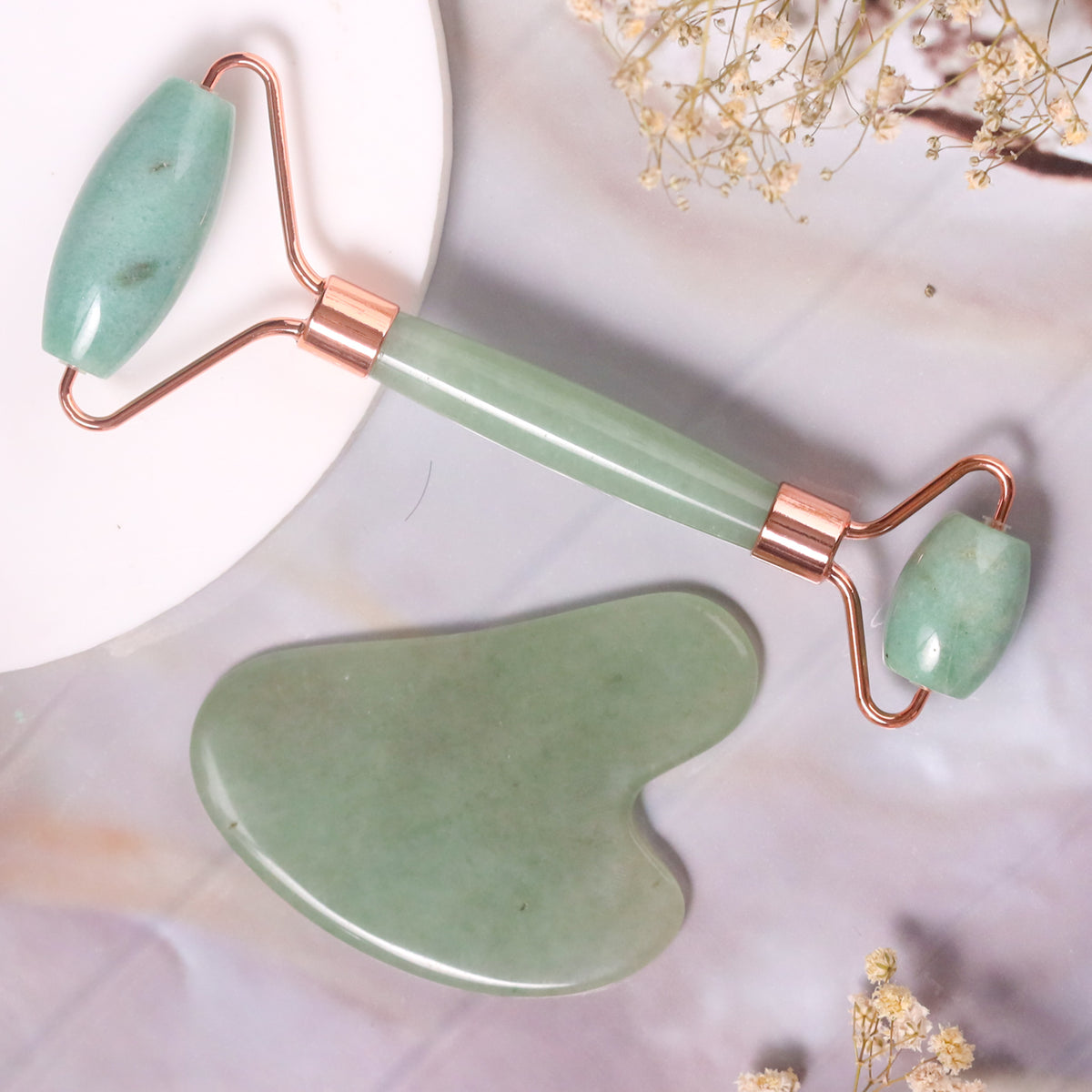 Natural Green Aventurine Face Roller – Dual Sided Crystal Skin Care