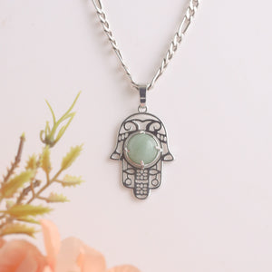 Natural Green Aventurine Hamsa Shape Pendant – Luck Protection Stone