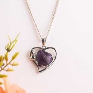 Natural Amethyst Heart Shape Pendant 2 – Purple Crystal Jewellery