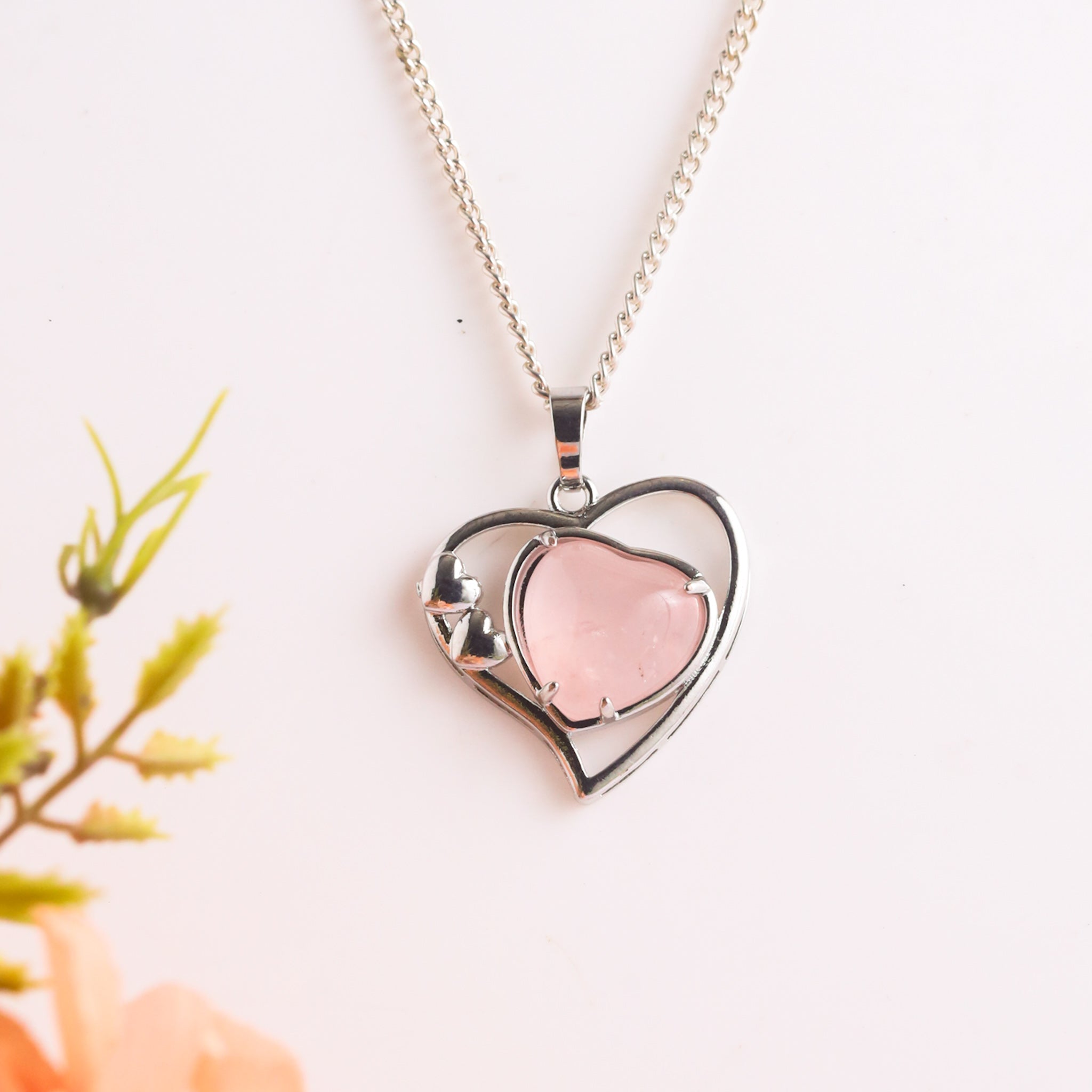 Natural Rose Quartz Heart Shape Pendant 2 – Love Stone Jewellery