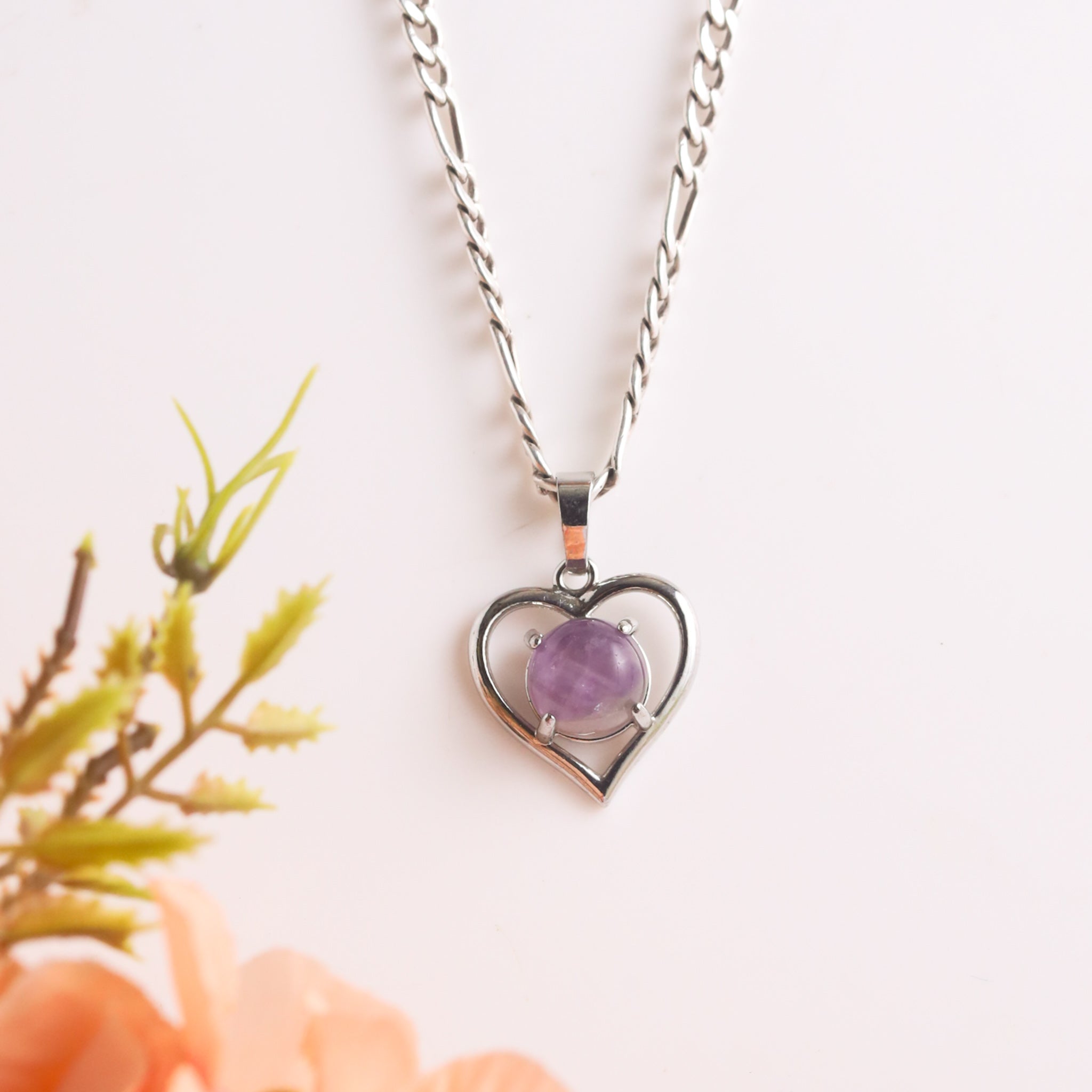 Natural Amethyst Heart Shape Pendant – Purple Crystal Jewellery