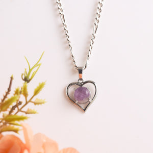 Natural Amethyst Heart Shape Pendant – Purple Crystal Jewellery