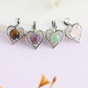 Natural Heart Shape Crystal Pendant – Tiger Eye Amethyst Jewellery