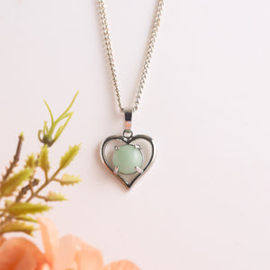 Natural Heart Shape Crystal Pendant Worn View – Lifestyle