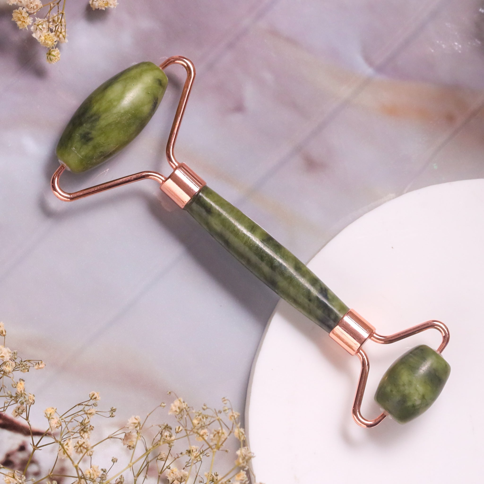 Natural Jade Face Roller – Dual Sided Green Crystal Skin Care