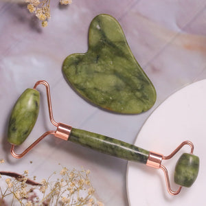 Natural Jade Roller & Gua Sha Combo – Crystal Beauty Set