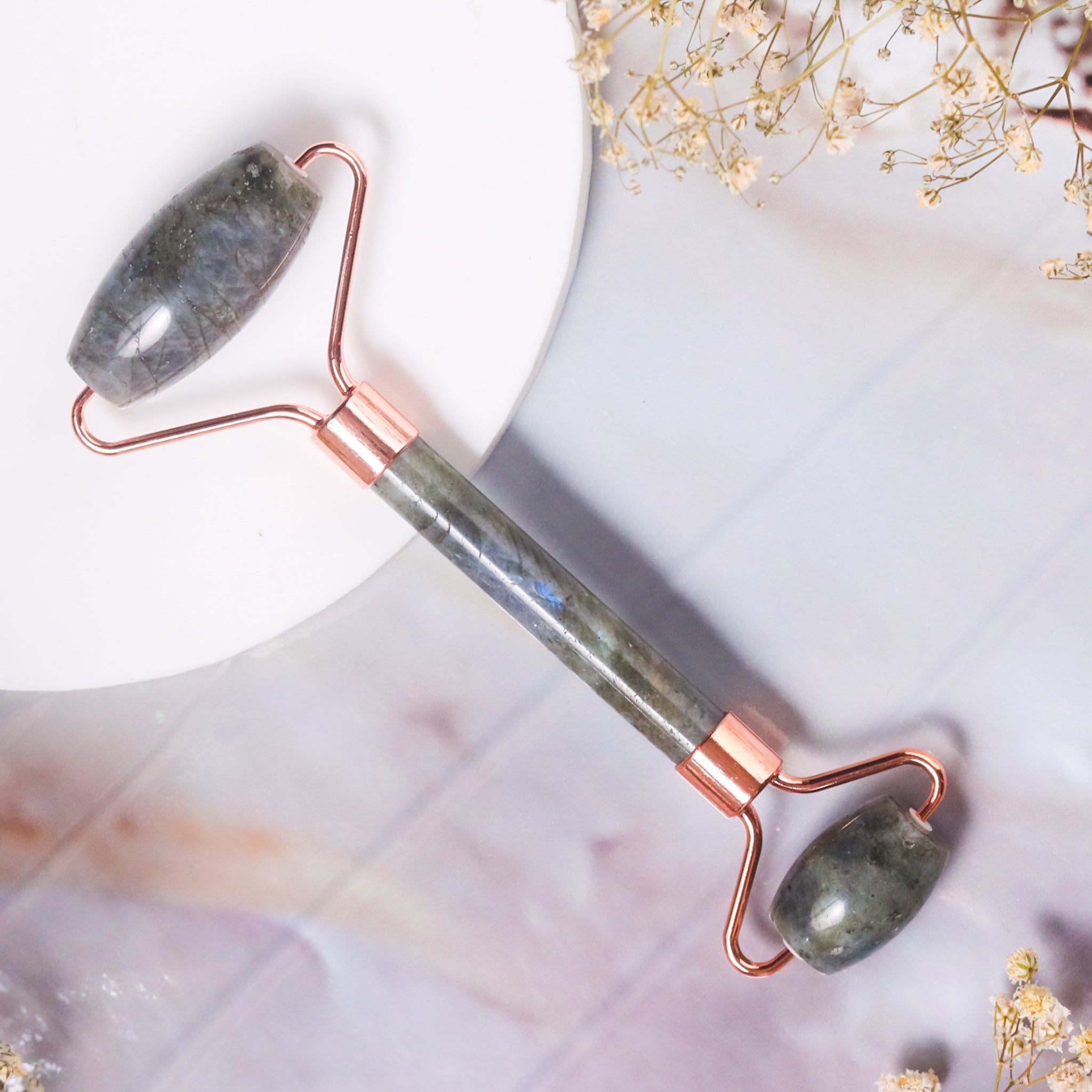 Natural Labradorite Face Roller – Flash Stone Crystal Skin Care