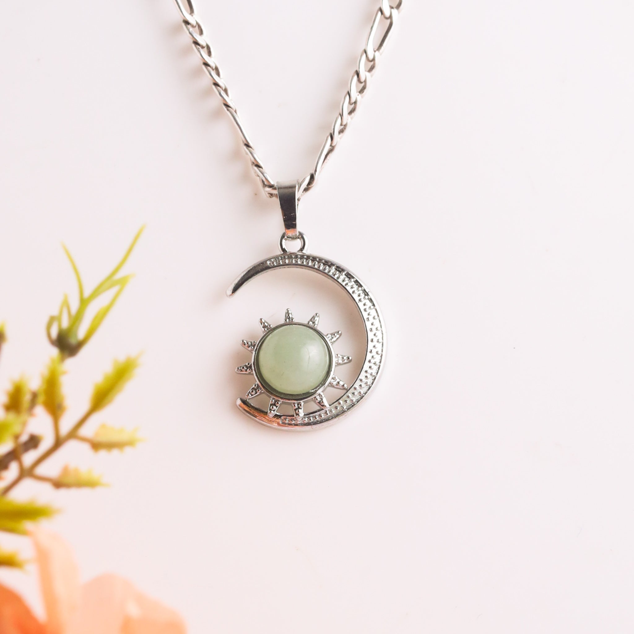 Natural Green Aventurine Moon Shape Pendant – Luck Stone