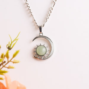 Natural Green Aventurine Moon Shape Pendant – Luck Stone
