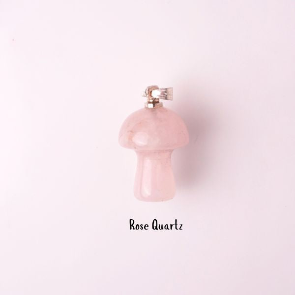 Natural Rose Quartz Mushroom Pendant – Love Stone Jewellery