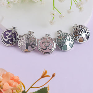 Natural Om Round Pendant – 5 Crystal Varieties