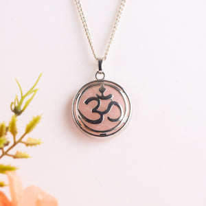 Natural Rose Quartz Om Pendant – Love Spiritual Crystal