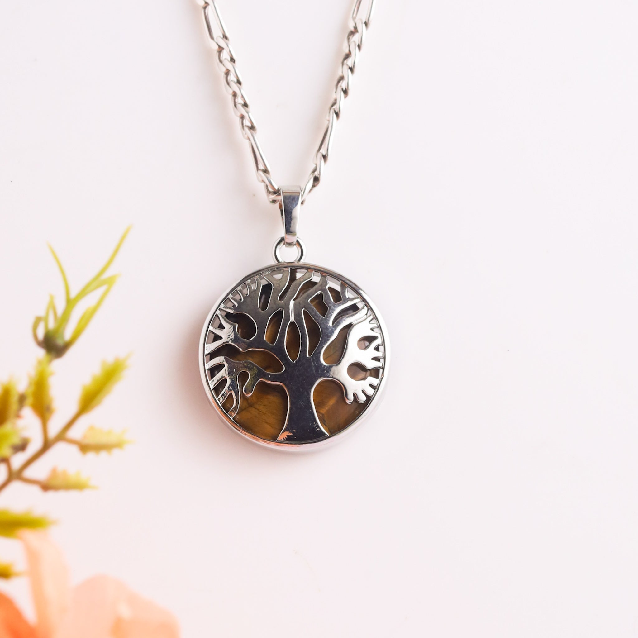 Natural Tiger Eye Om Pendant – Confidence Spiritual Crystal