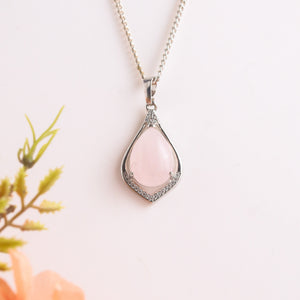 Natural Rose Quartz Pear Shape Pendant – Love Stone Jewellery